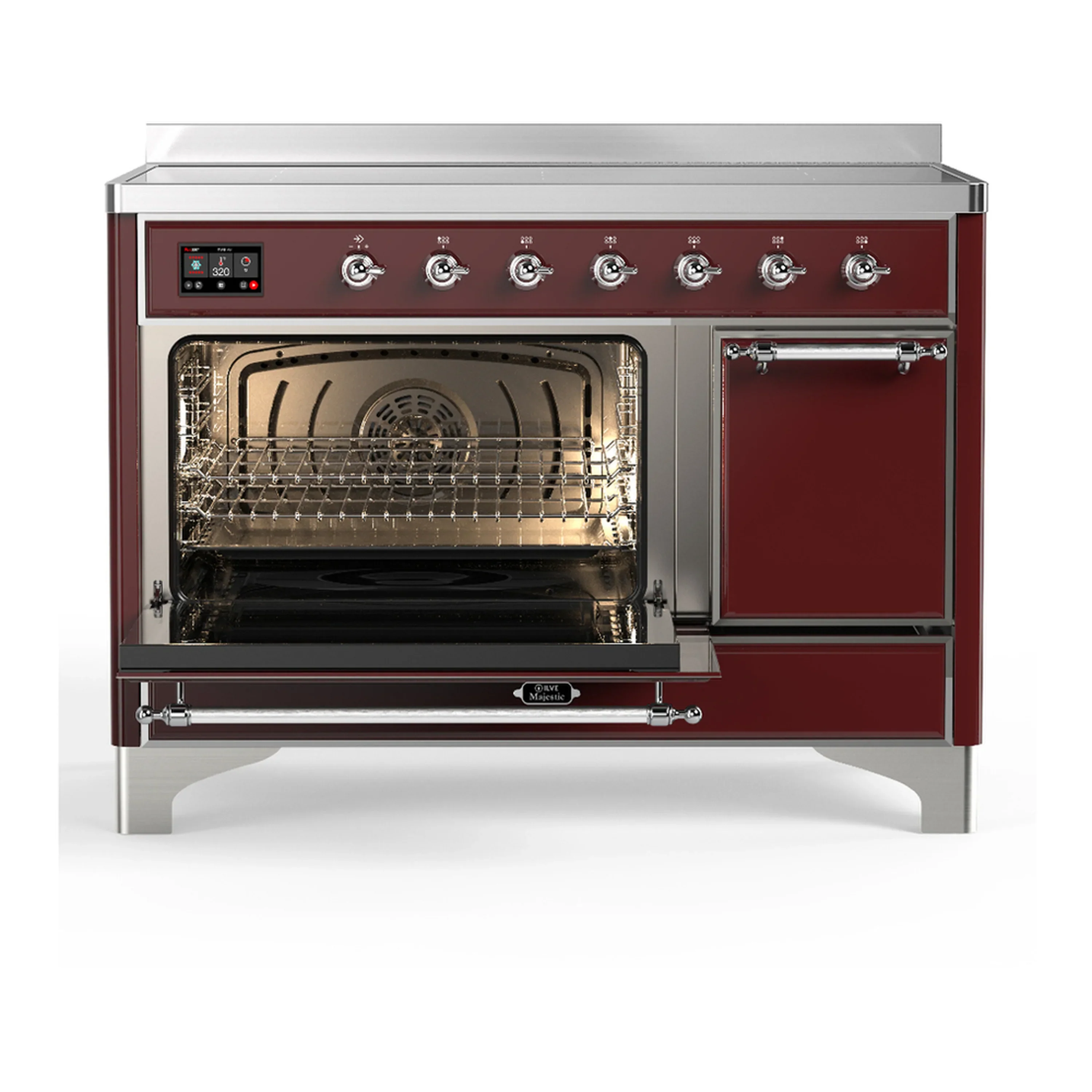 ILVE Majestic III 48-Inch Induction Range with 6 Induction Elements and Solid Door Electric Oven in Burgundy with Chrome Trim (UMIB48QNR3BUC) - Image 5