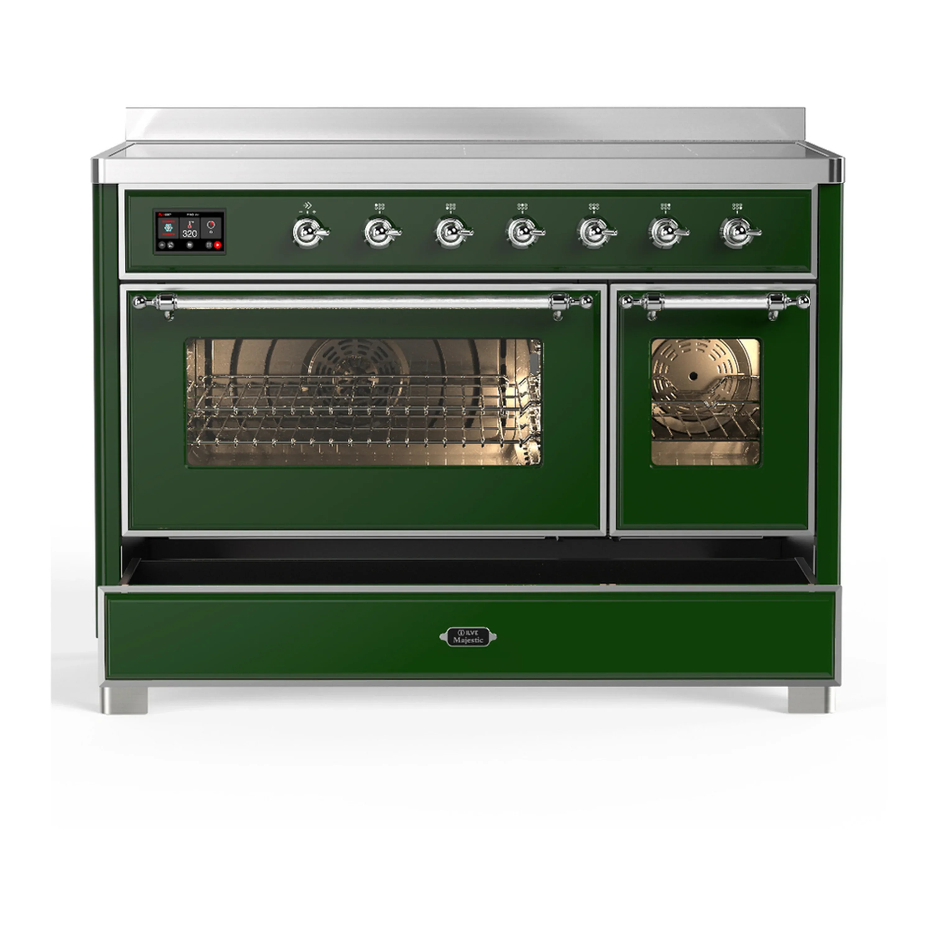 ILVE Majestic III 48-Inch Induction Range with 6 Induction Elements and Triple Glass Door Electric Oven in Emerald Green with Chrome Trim (UMIB48NR3EGC) - Image 3