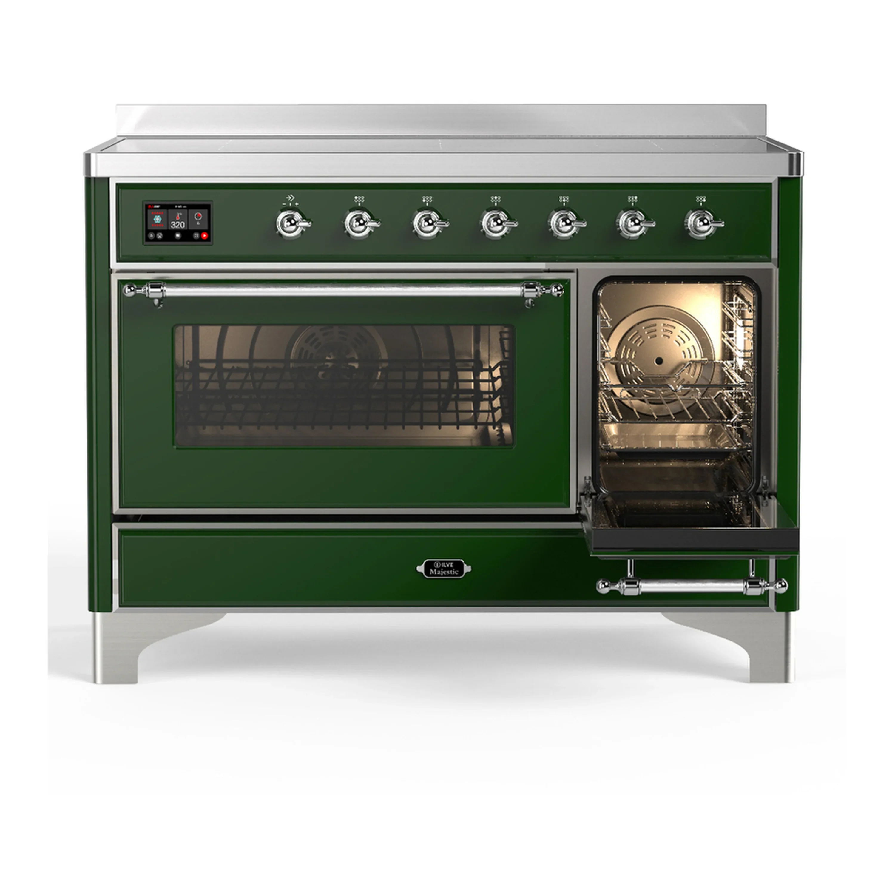 ILVE Majestic III 48-Inch Induction Range with 6 Induction Elements and Triple Glass Door Electric Oven in Emerald Green with Chrome Trim (UMIB48NR3EGC) - Image 4