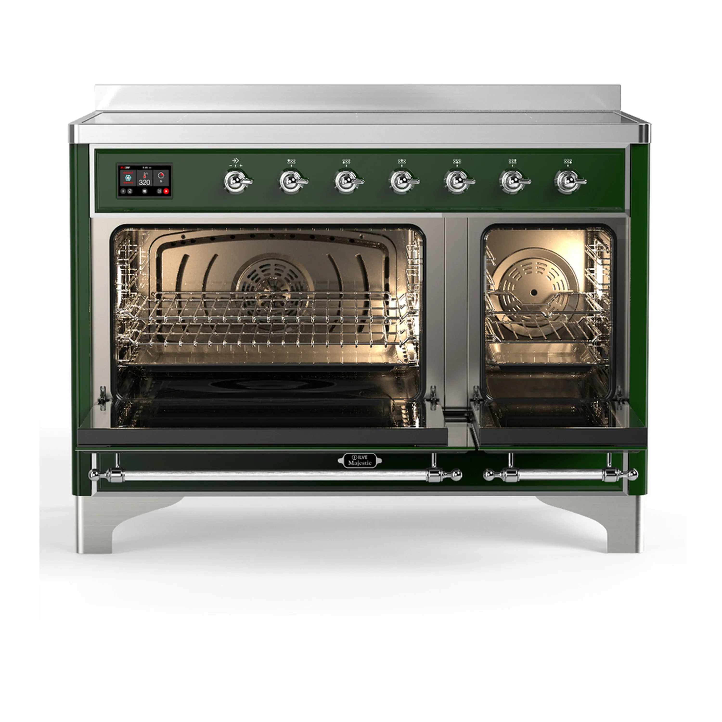 ILVE Majestic III 48-Inch Induction Range with 6 Induction Elements and Triple Glass Door Electric Oven in Emerald Green with Chrome Trim (UMIB48NR3EGC) - Image 6