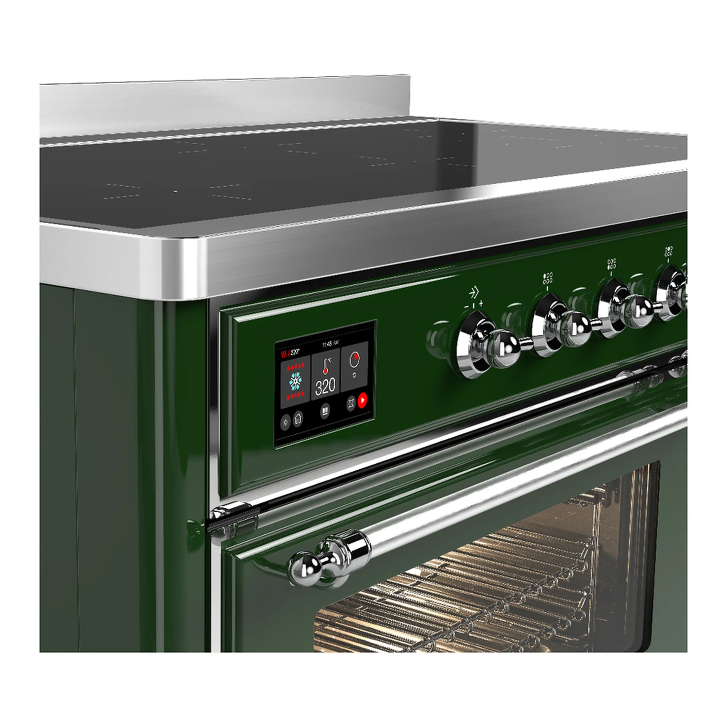 ILVE Majestic III 48-Inch Induction Range with 6 Induction Elements and Triple Glass Door Electric Oven in Emerald Green with Chrome Trim (UMIB48NR3EGC) - Image 7