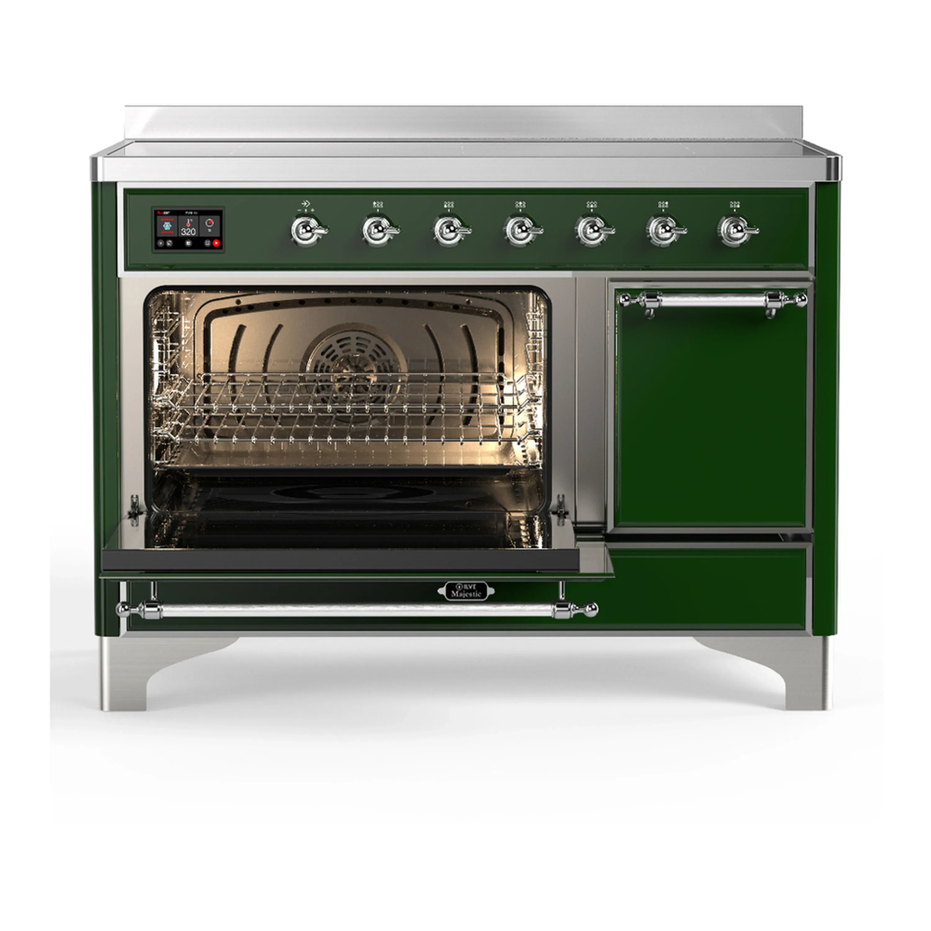 ILVE Majestic III 48-Inch Induction Range with 6 Induction Elements and Solid Door Electric Oven in Emerald Green with Chrome Trim (UMIB48QNR3EGC) - Image 5