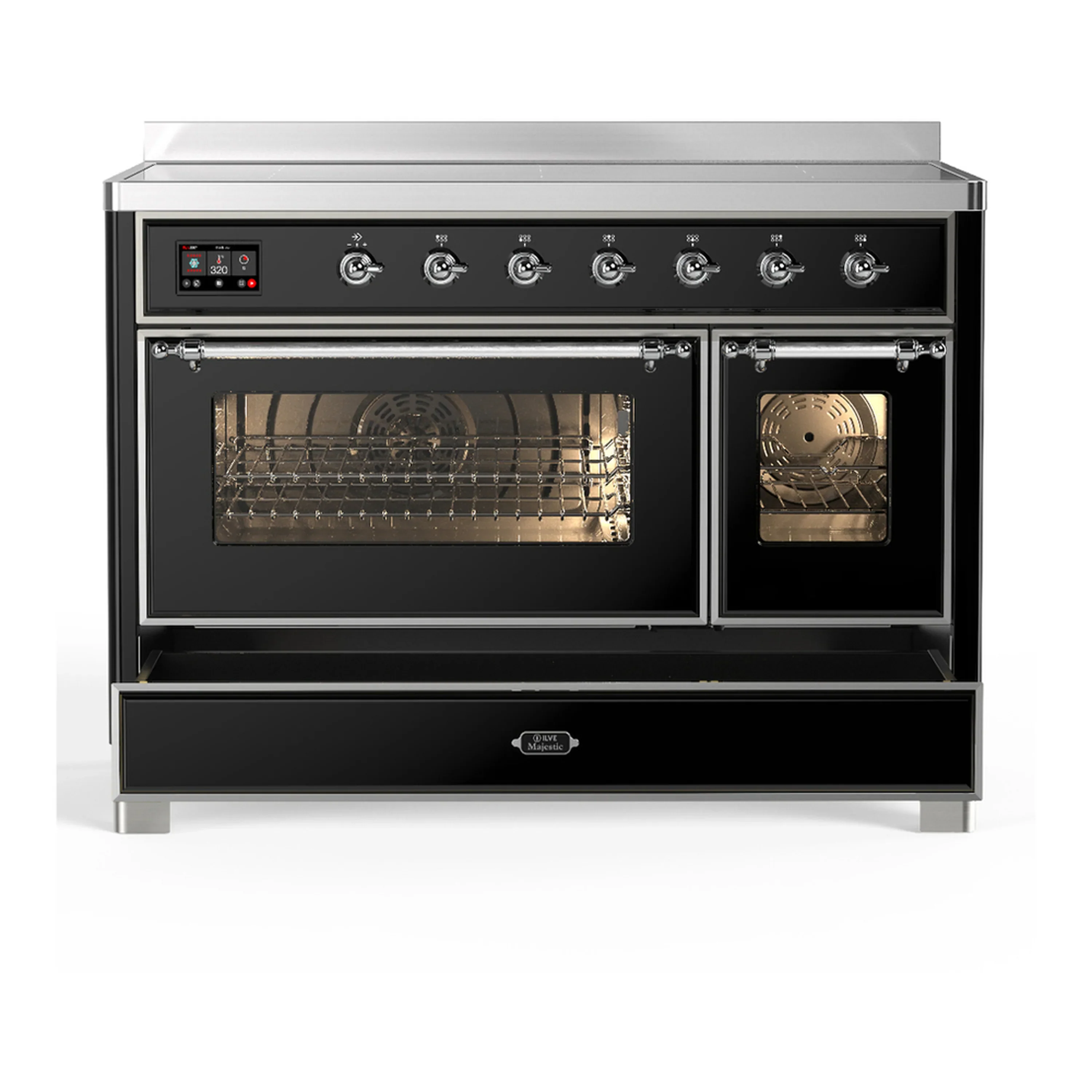 ILVE Majestic III 48-Inch Induction Range with 6 Induction Elements and Triple Glass Door Electric Oven in Glossy Black with Chrome Trim (UMIB48NR3BKC) - Image 3