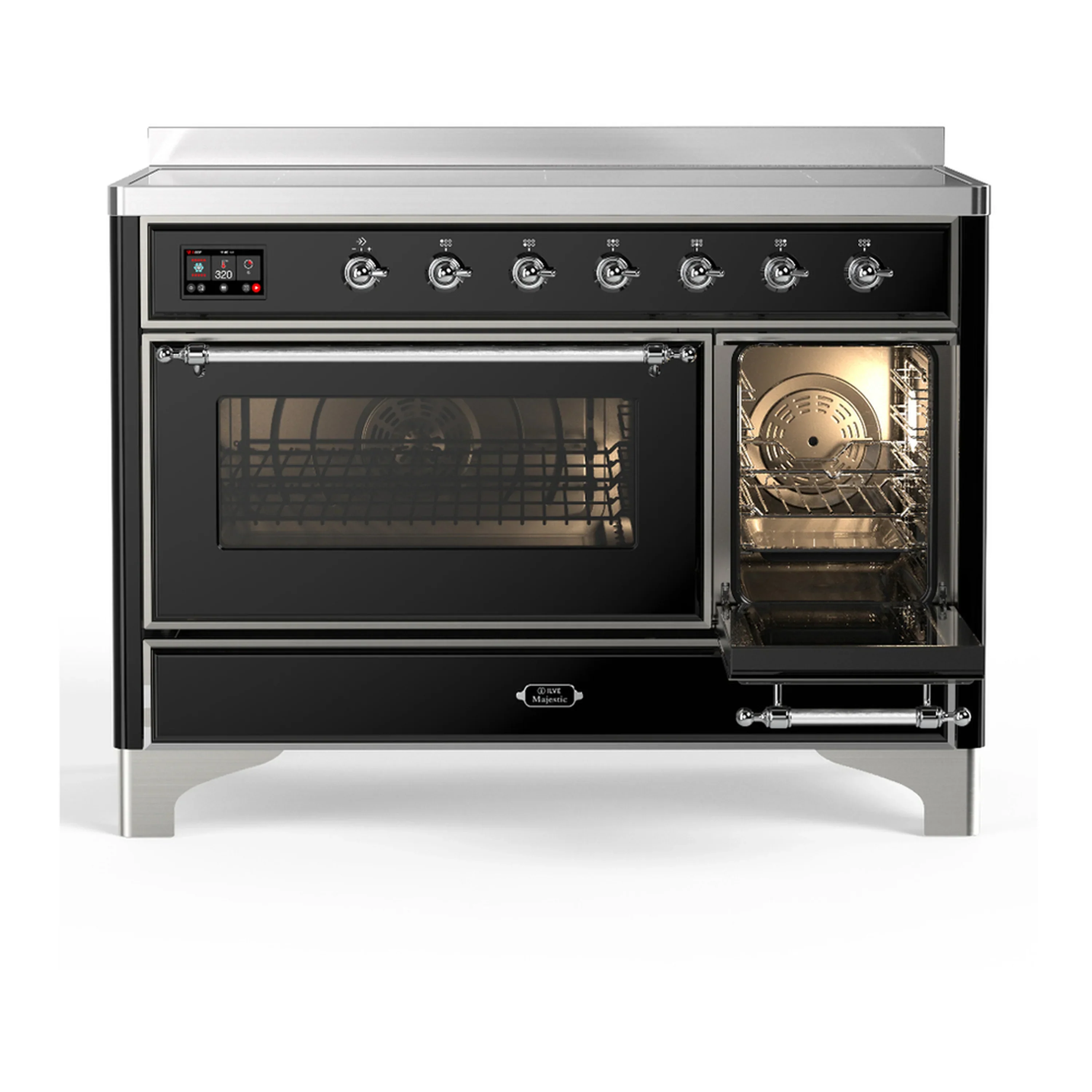 ILVE Majestic III 48-Inch Induction Range with 6 Induction Elements and Triple Glass Door Electric Oven in Glossy Black with Chrome Trim (UMIB48NR3BKC) - Image 4