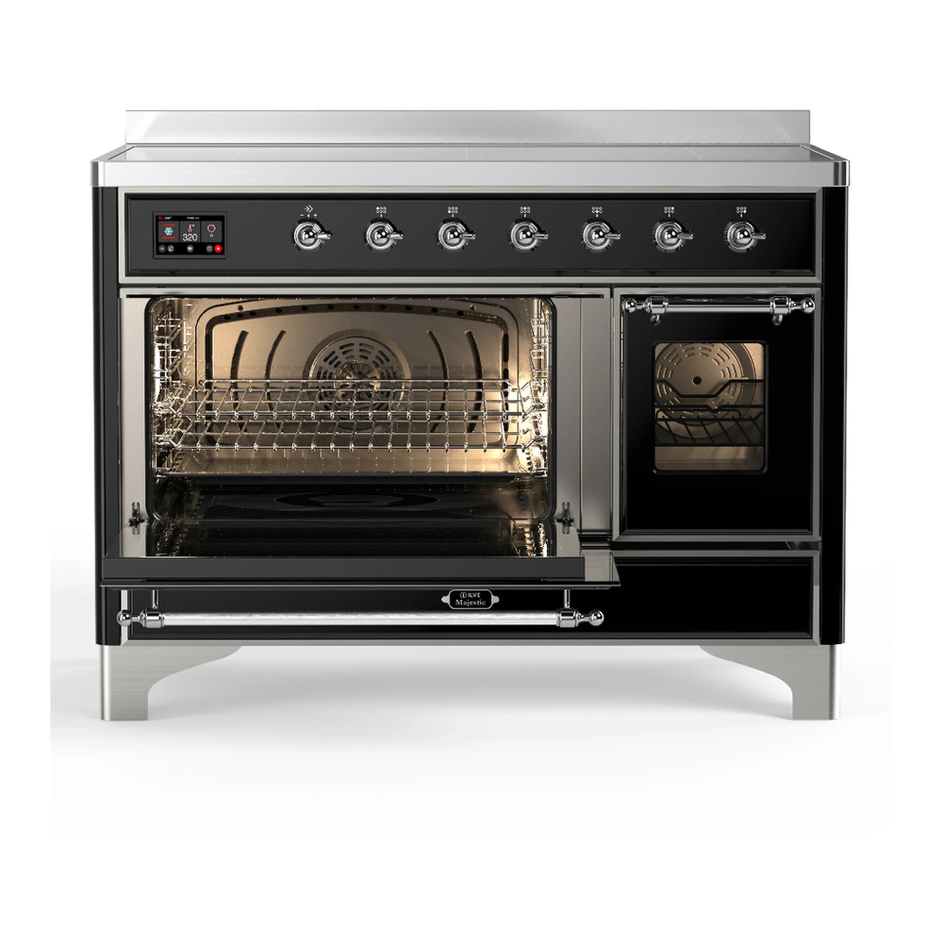ILVE Majestic III 48-Inch Induction Range with 6 Induction Elements and Triple Glass Door Electric Oven in Glossy Black with Chrome Trim (UMIB48NR3BKC) - Image 5