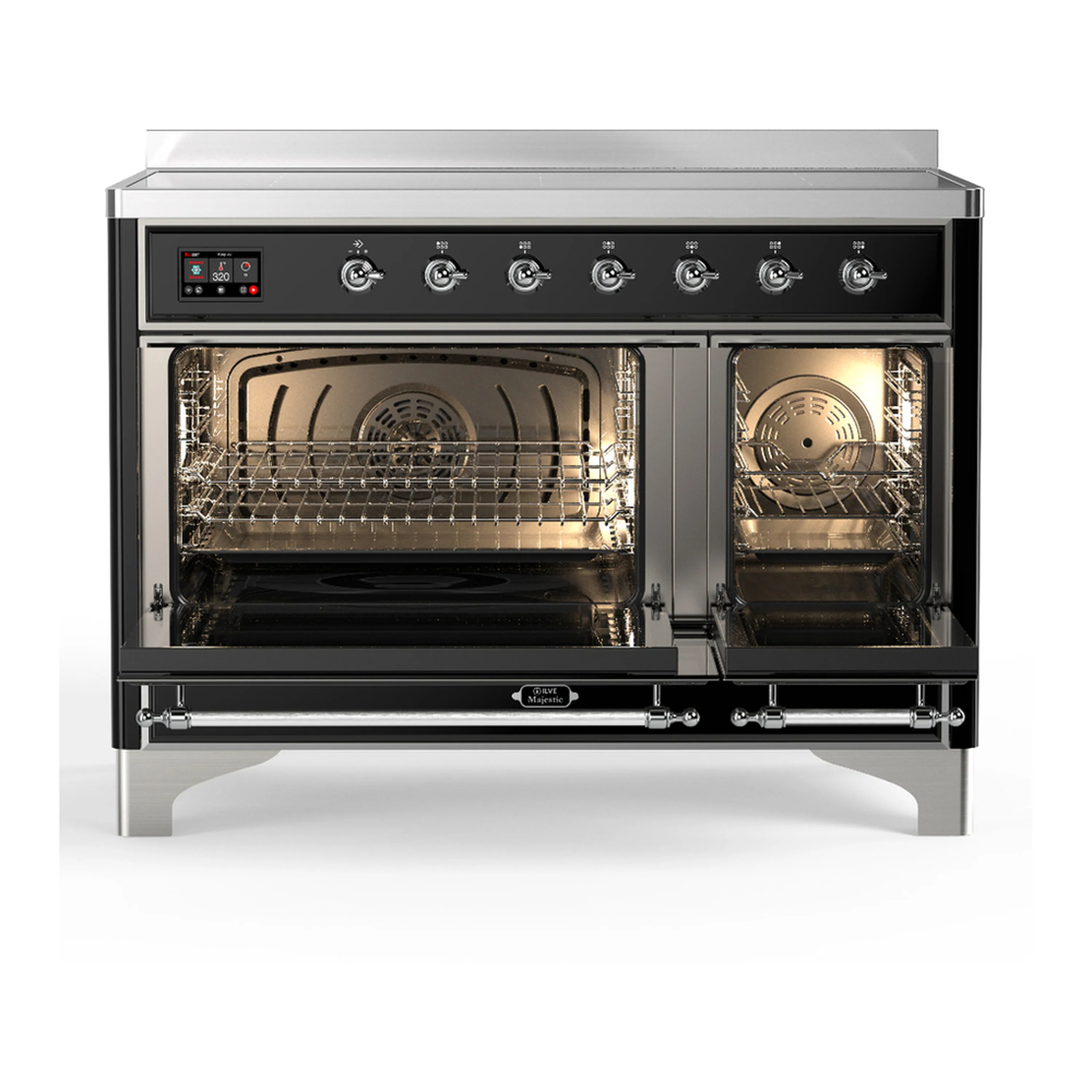 ILVE Majestic III 48-Inch Induction Range with 6 Induction Elements and Triple Glass Door Electric Oven in Glossy Black with Chrome Trim (UMIB48NR3BKC) - Image 6