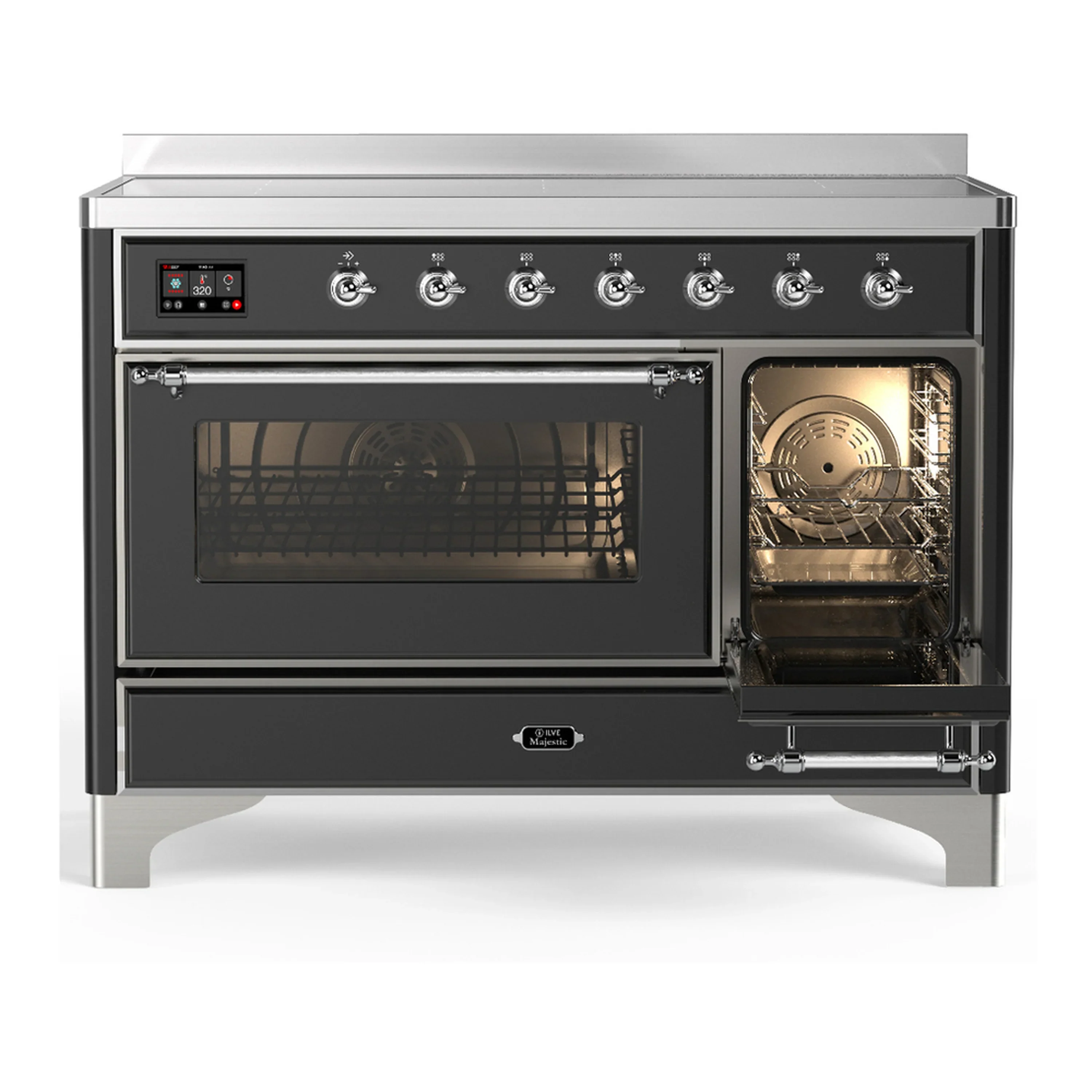 ILVE Majestic III 48-Inch Induction Range with 6 Induction Elements and Triple Glass Door Electric Oven in Matte Graphite with Chrome Trim (UMIB48NR3MGC) - Image 4