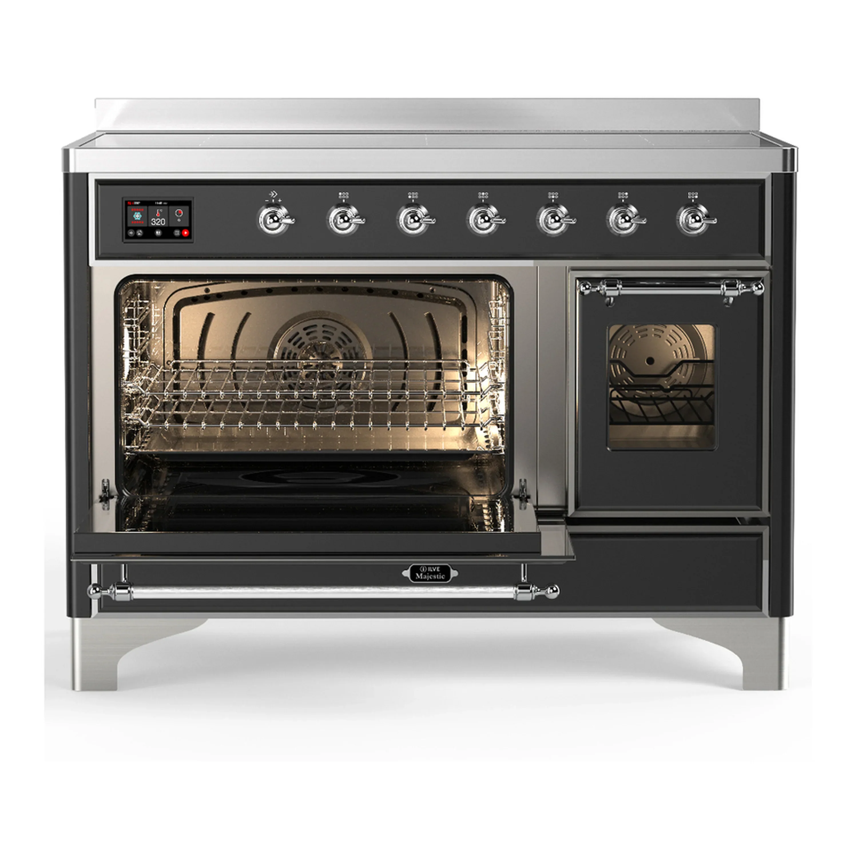 ILVE Majestic III 48-Inch Induction Range with 6 Induction Elements and Triple Glass Door Electric Oven in Matte Graphite with Chrome Trim (UMIB48NR3MGC) - Image 5