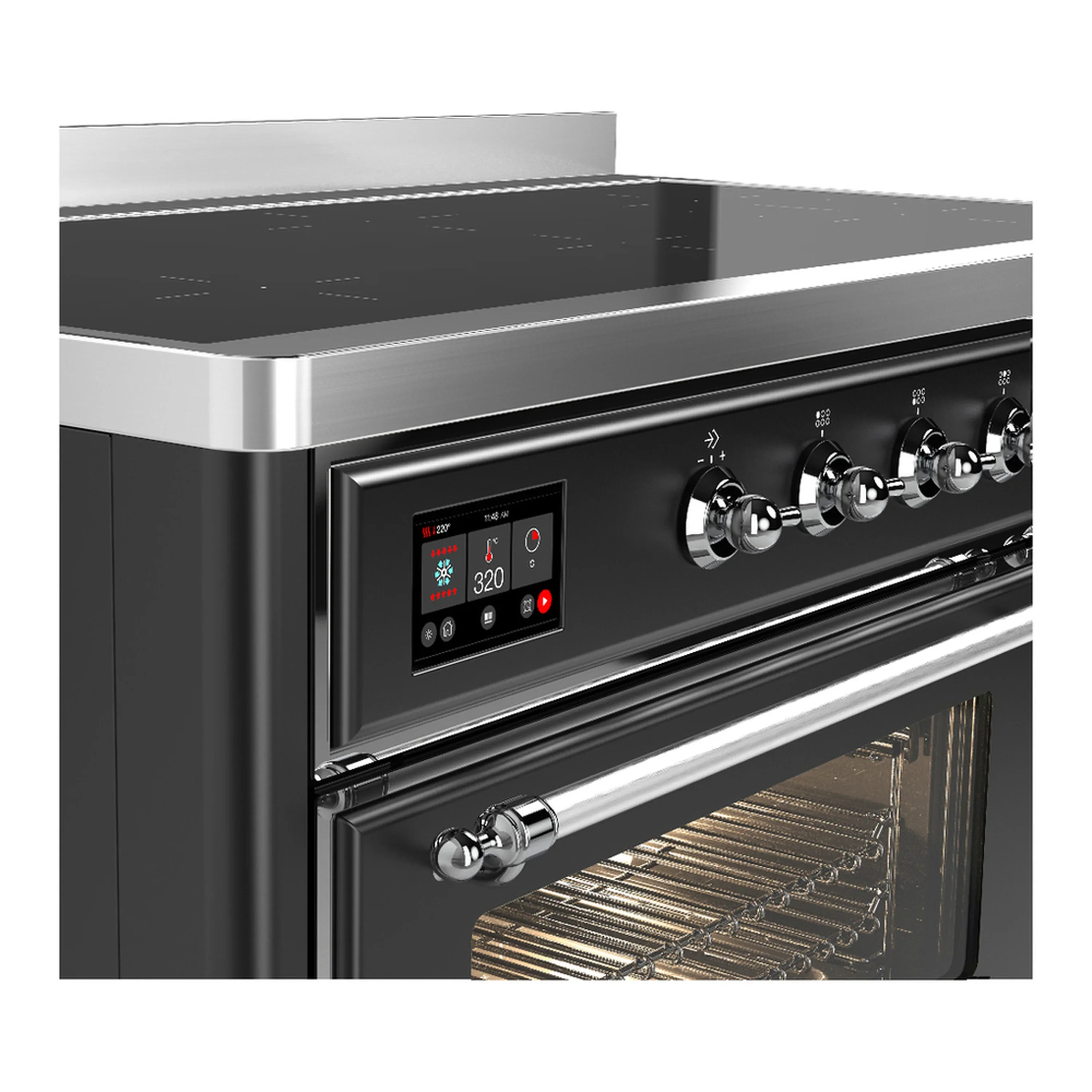 ILVE Majestic III 48-Inch Induction Range with 6 Induction Elements and Triple Glass Door Electric Oven in Matte Graphite with Chrome Trim (UMIB48NR3MGC) - Image 7