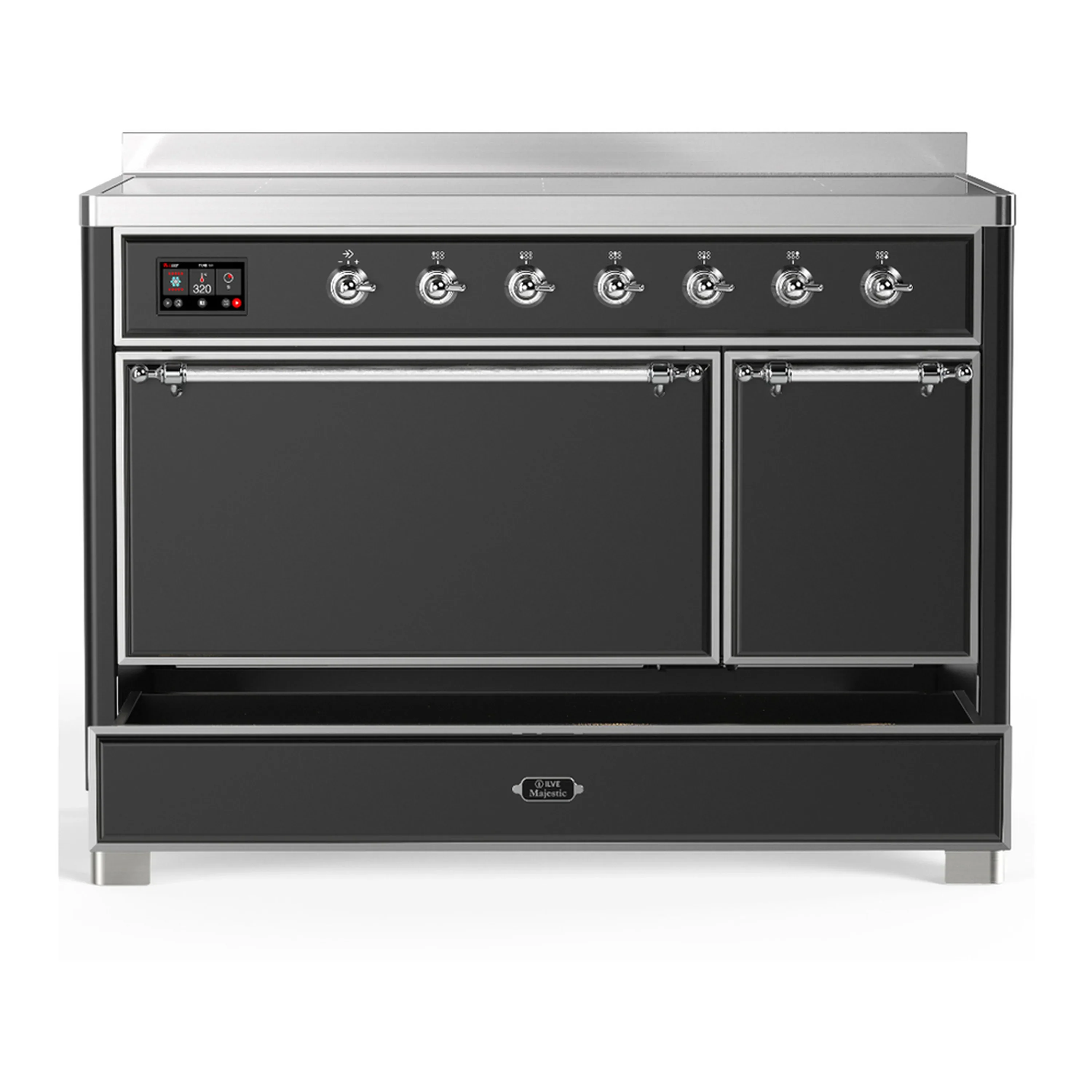 ILVE Majestic III 48-Inch Induction Range with 6 Induction Elements and Solid Door Electric Oven in Matte Graphite with Chrome Trim (UMIB48QNR3MGC) - Image 3