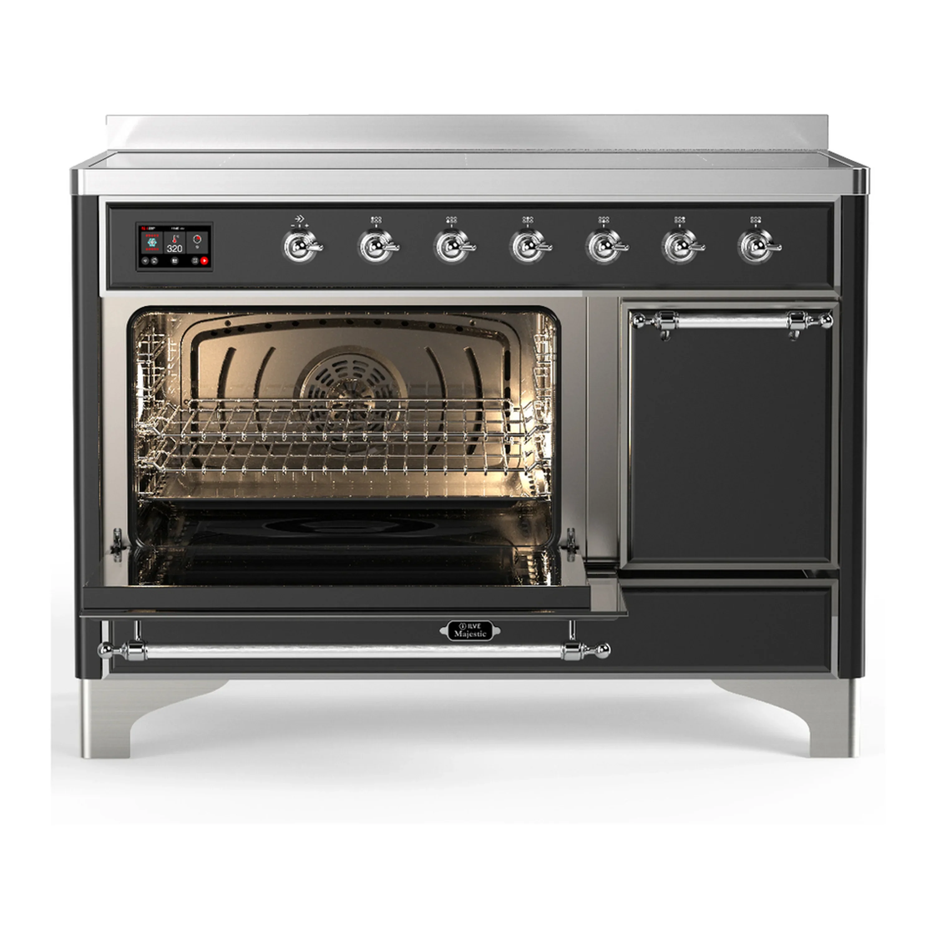 ILVE Majestic III 48-Inch Induction Range with 6 Induction Elements and Solid Door Electric Oven in Matte Graphite with Chrome Trim (UMIB48QNR3MGC) - Image 5