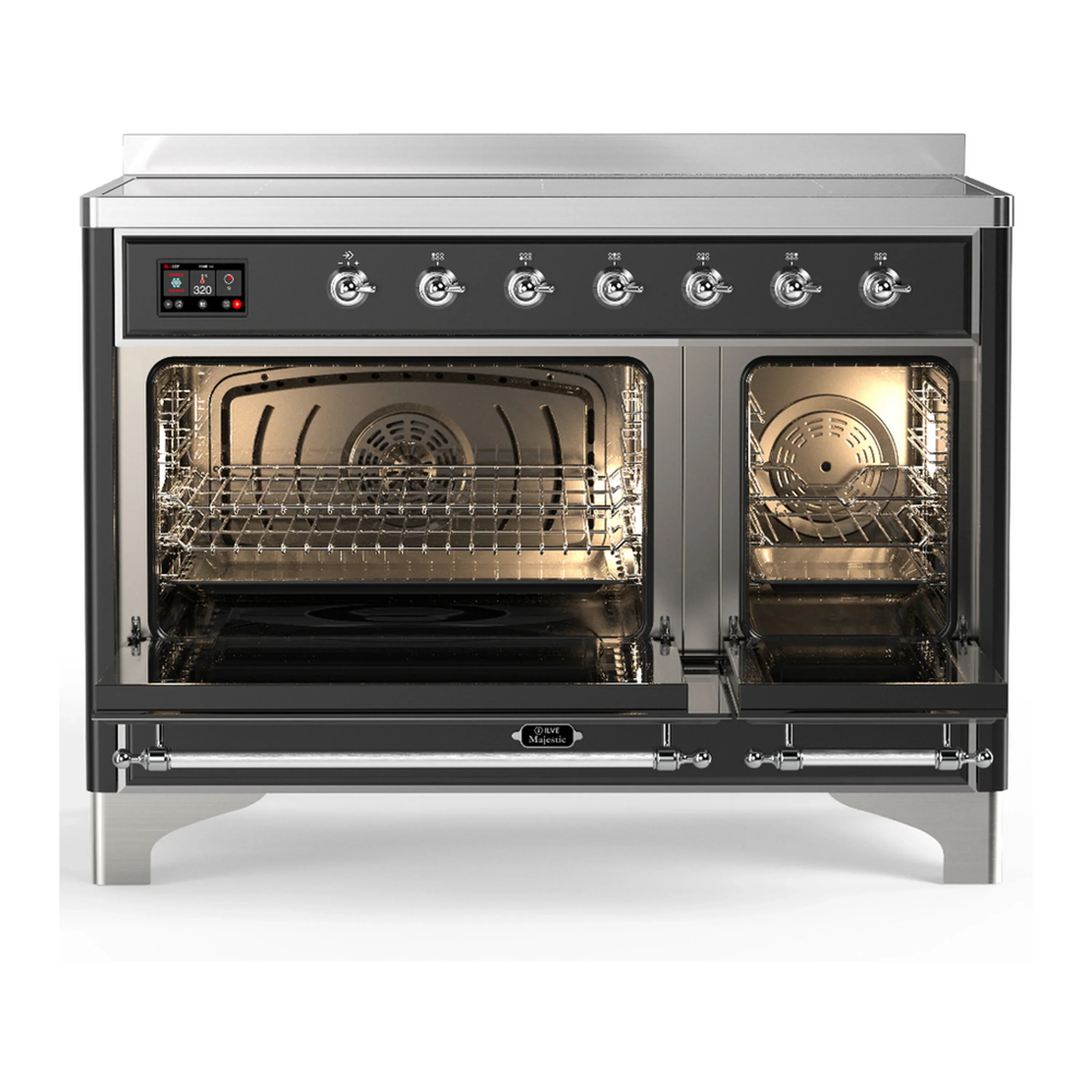 ILVE Majestic III 48-Inch Induction Range with 6 Induction Elements and Solid Door Electric Oven in Matte Graphite with Chrome Trim (UMIB48QNR3MGC) - Image 6