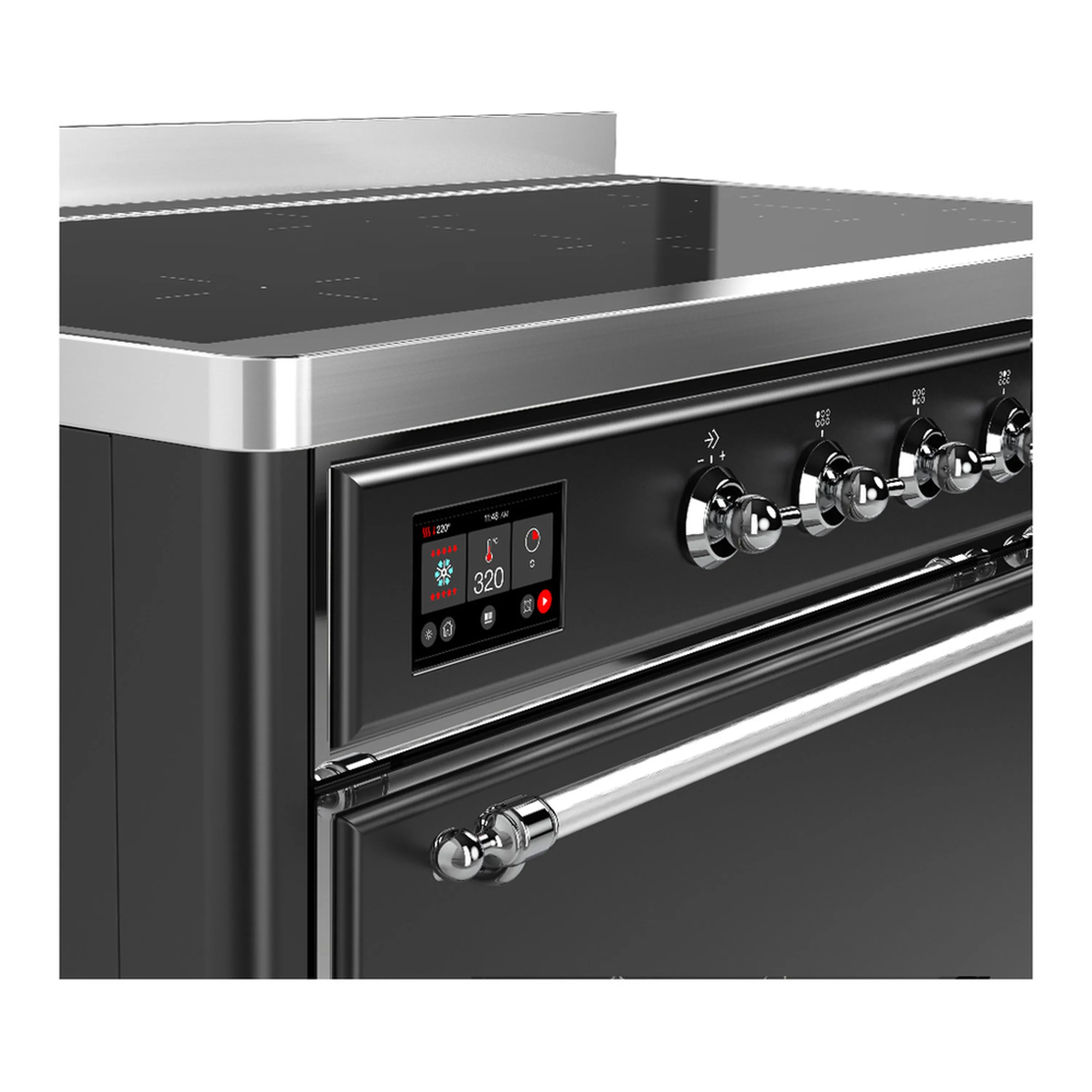 ILVE Majestic III 48-Inch Induction Range with 6 Induction Elements and Solid Door Electric Oven in Matte Graphite with Chrome Trim (UMIB48QNR3MGC) - Image 7