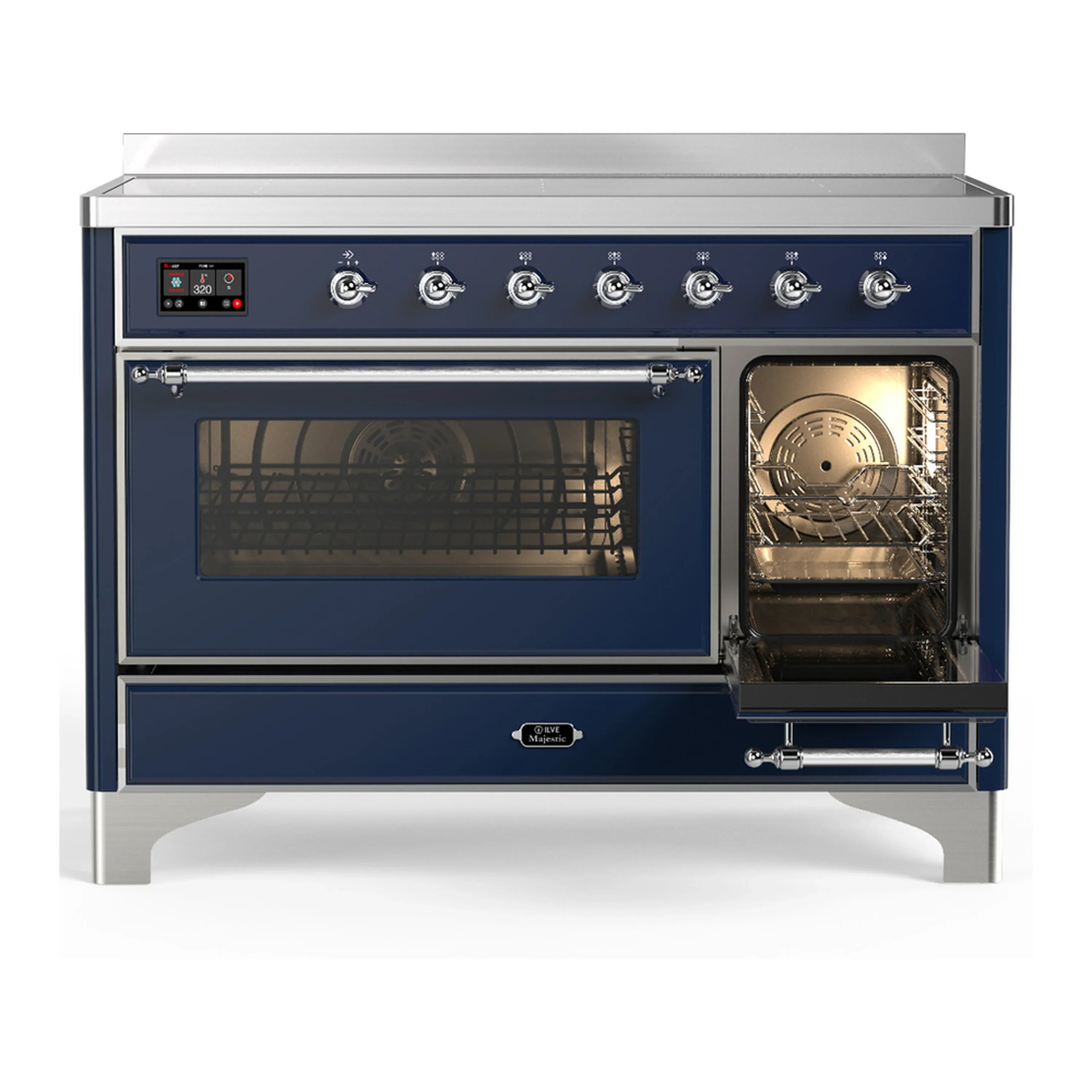 ILVE Majestic III 48-Inch Induction Range with 6 Induction Elements and Triple Glass Door Electric Oven in Mightnight Blue with Chrome Trim (UMIB48NR3MBC) - Image 4