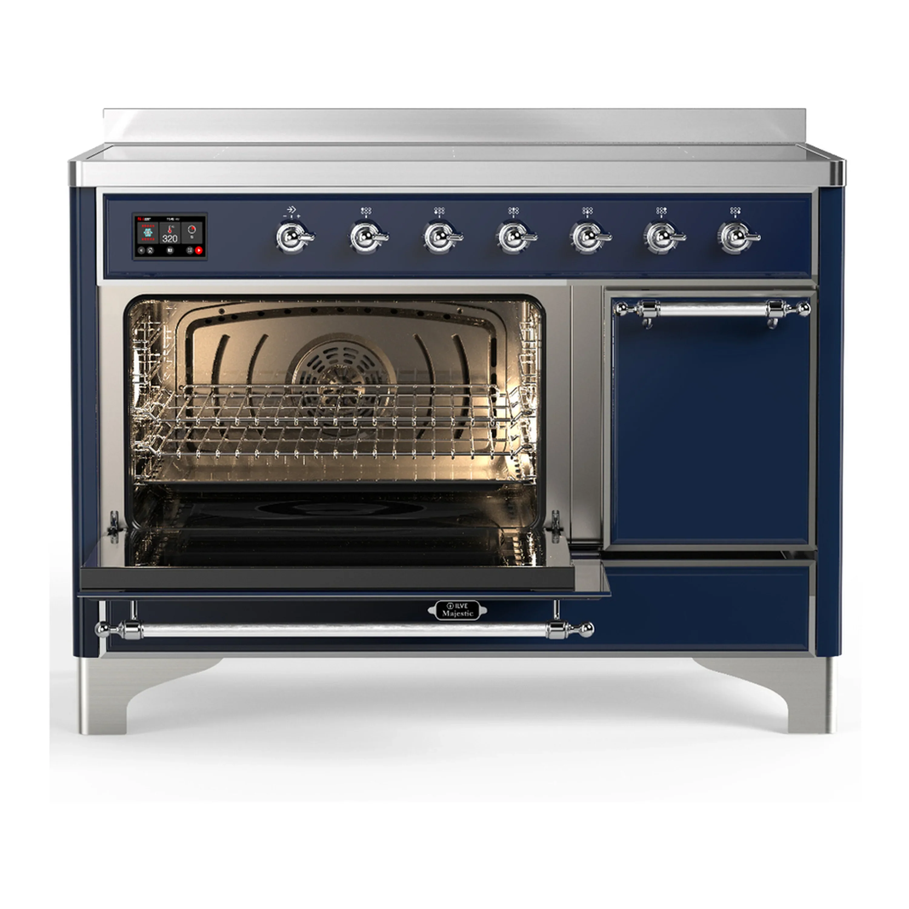 ILVE Majestic III 48-Inch Induction Range with 6 Induction Elements and Solid Door Electric Oven in Mightnight Blue with Chrome Trim (UMIB48QNR3MBC) - Image 5