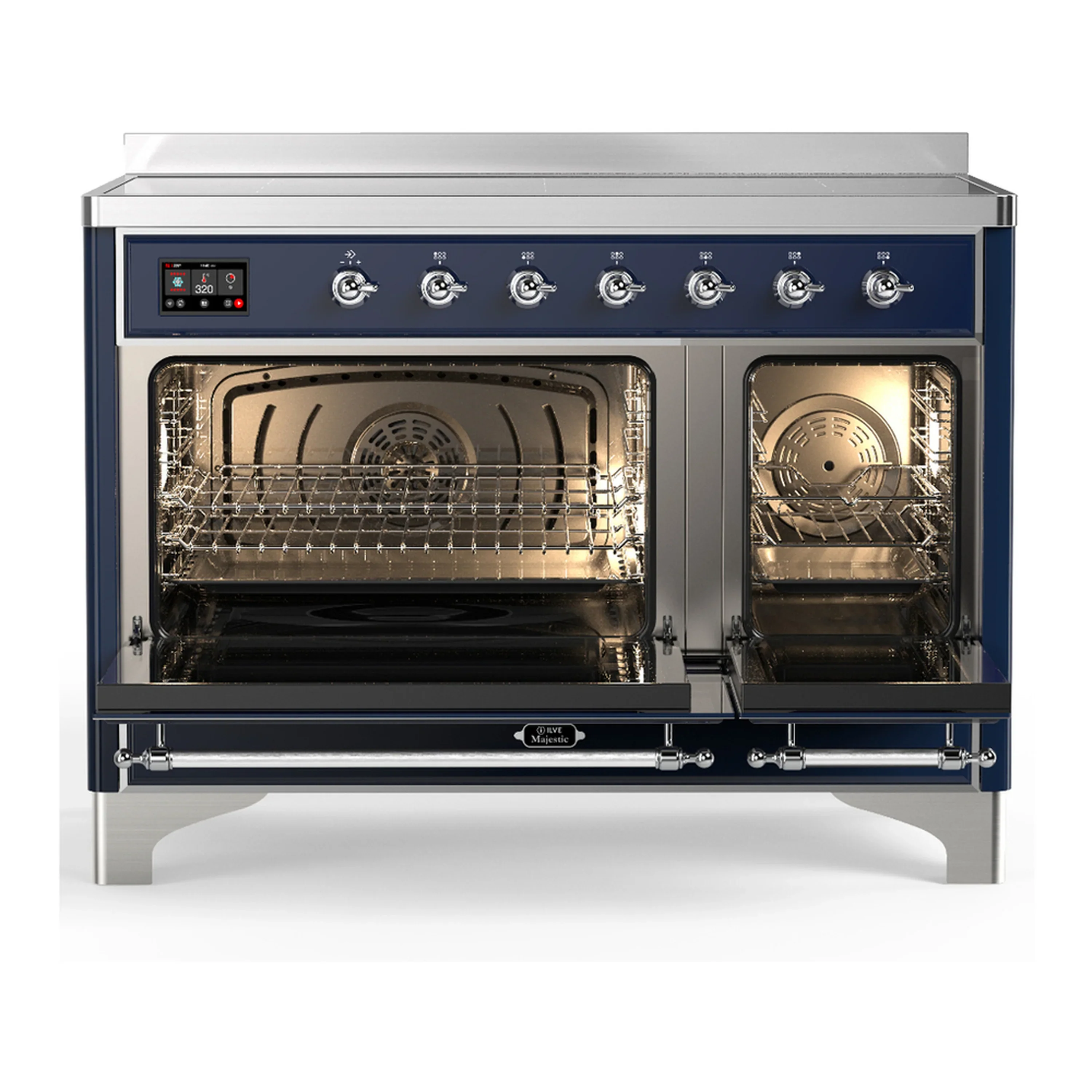 ILVE Majestic III 48-Inch Induction Range with 6 Induction Elements and Solid Door Electric Oven in Mightnight Blue with Chrome Trim (UMIB48QNR3MBC) - Image 6