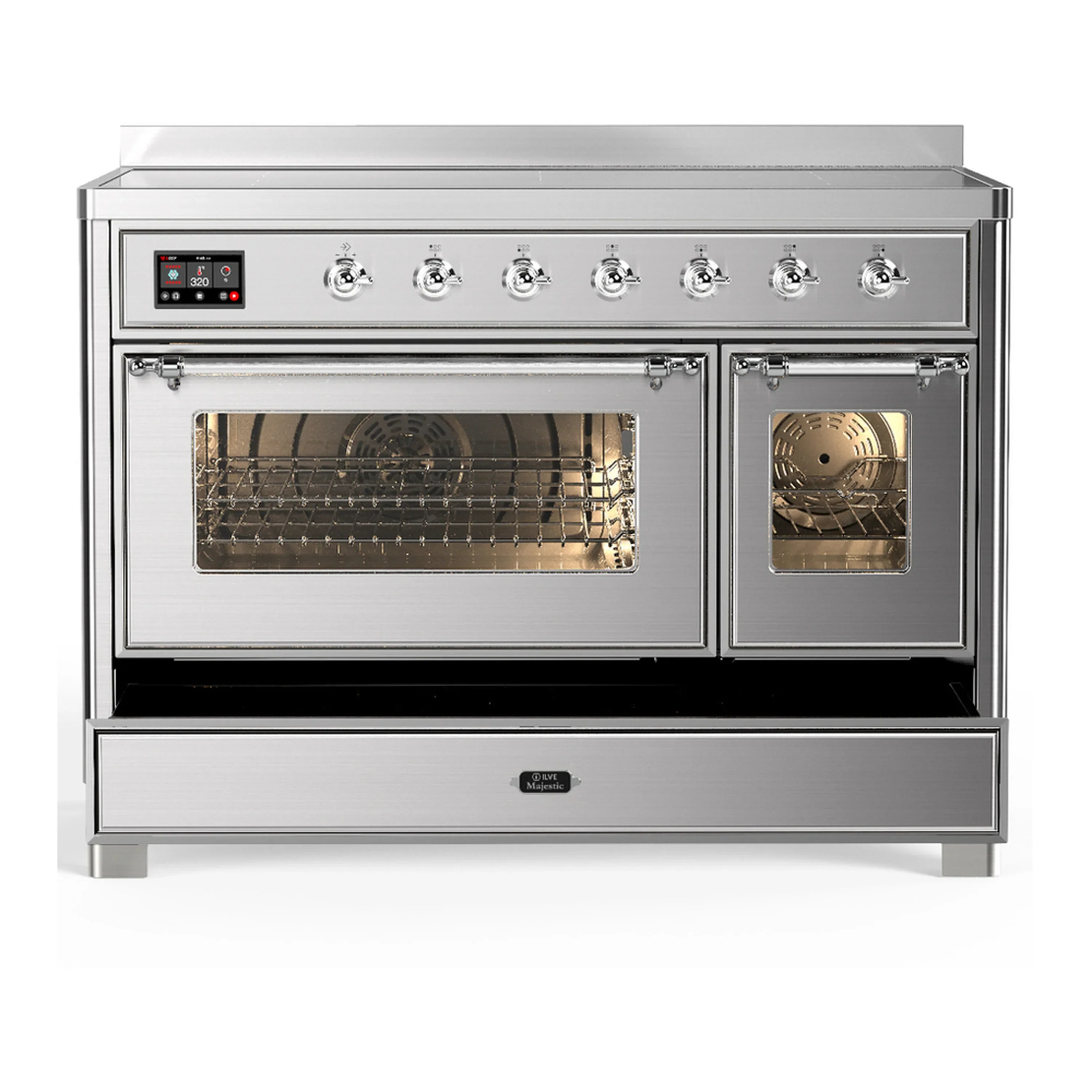 ILVE Majestic III 48-Inch Induction Range with 6 Induction Elements and Triple Glass Door Electric Oven in Stainless Steel with Chrome Trim (UMIB48NR3SSC) - Image 3