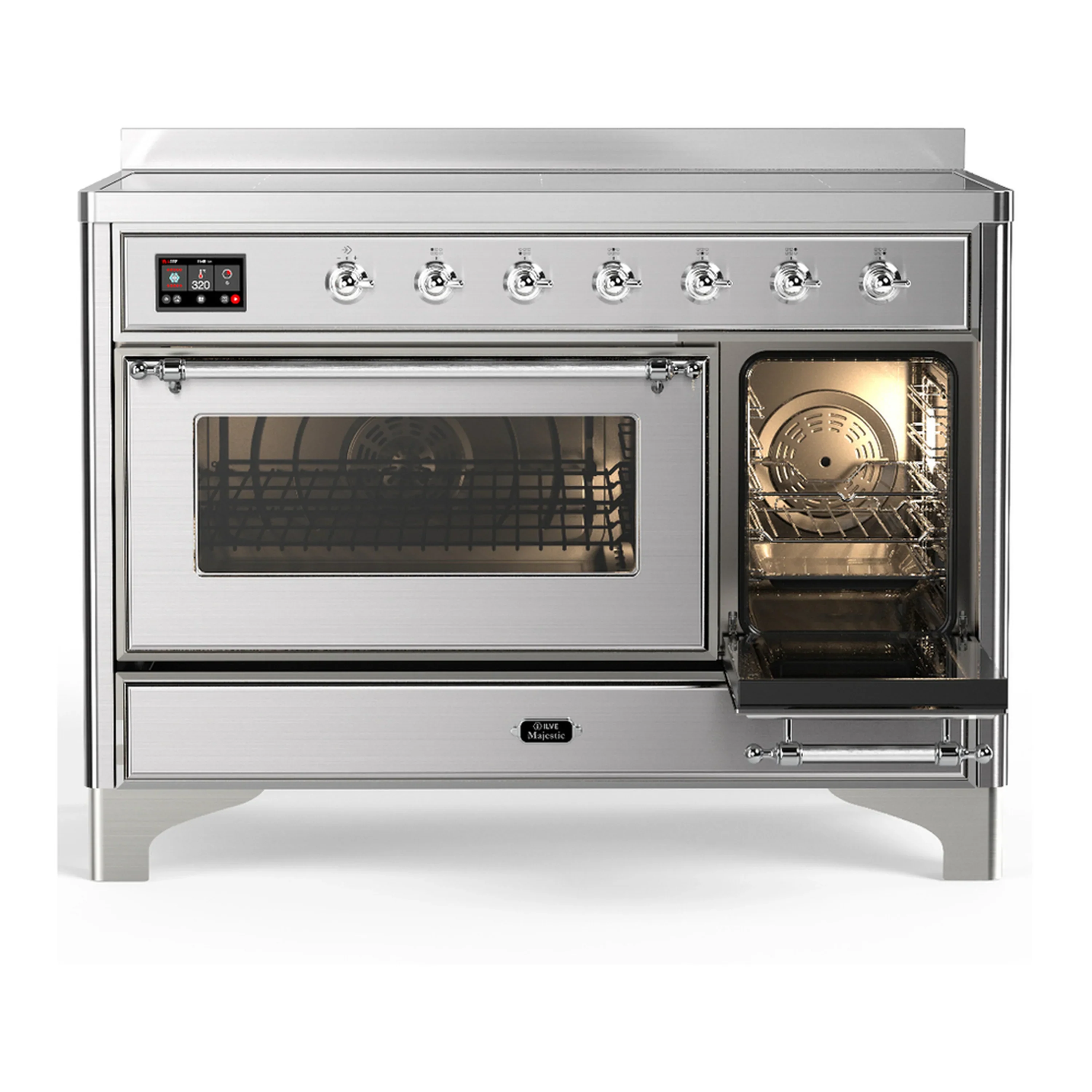ILVE Majestic III 48-Inch Induction Range with 6 Induction Elements and Triple Glass Door Electric Oven in Stainless Steel with Chrome Trim (UMIB48NR3SSC) - Image 4