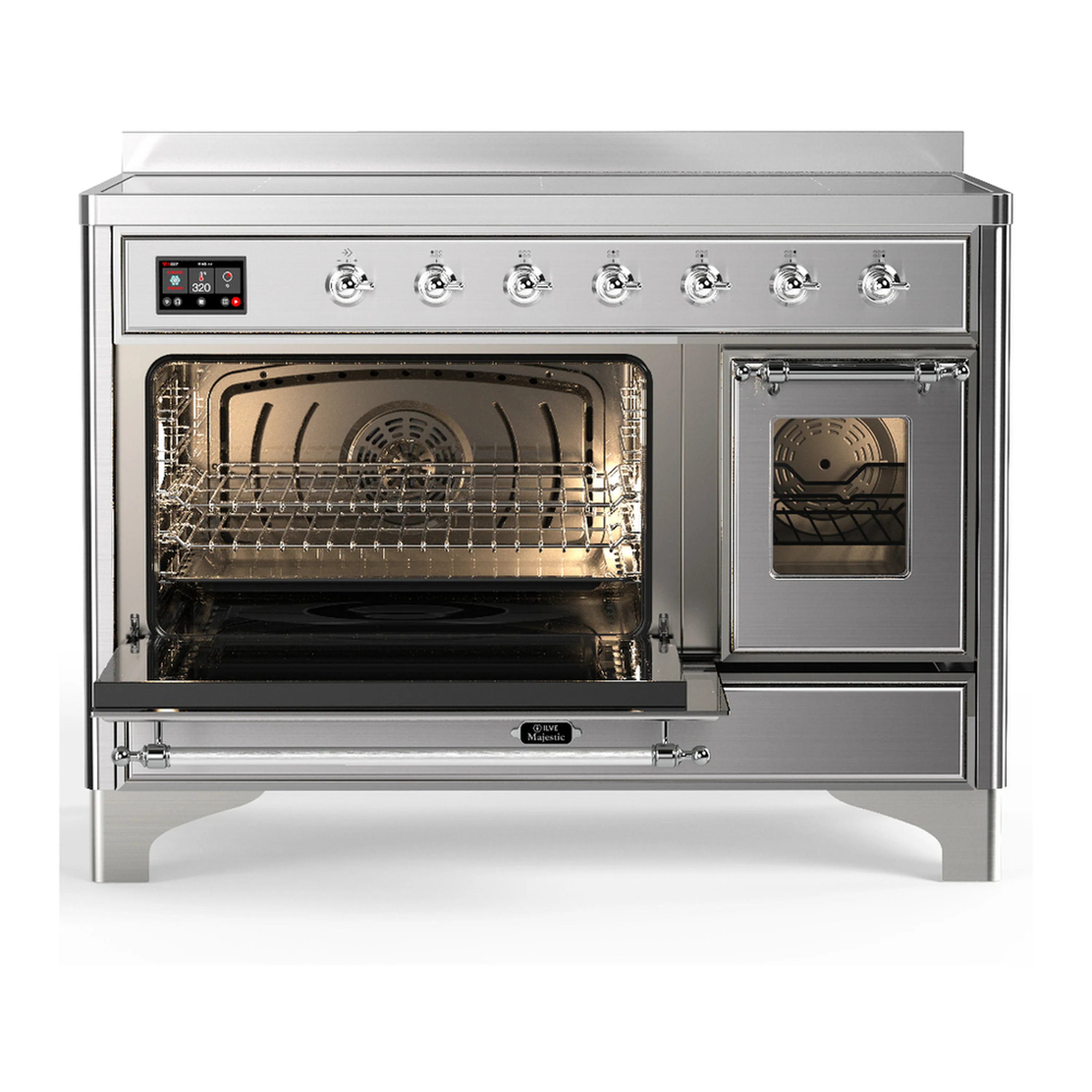 ILVE Majestic III 48-Inch Induction Range with 6 Induction Elements and Triple Glass Door Electric Oven in Stainless Steel with Chrome Trim (UMIB48NR3SSC) - Image 5