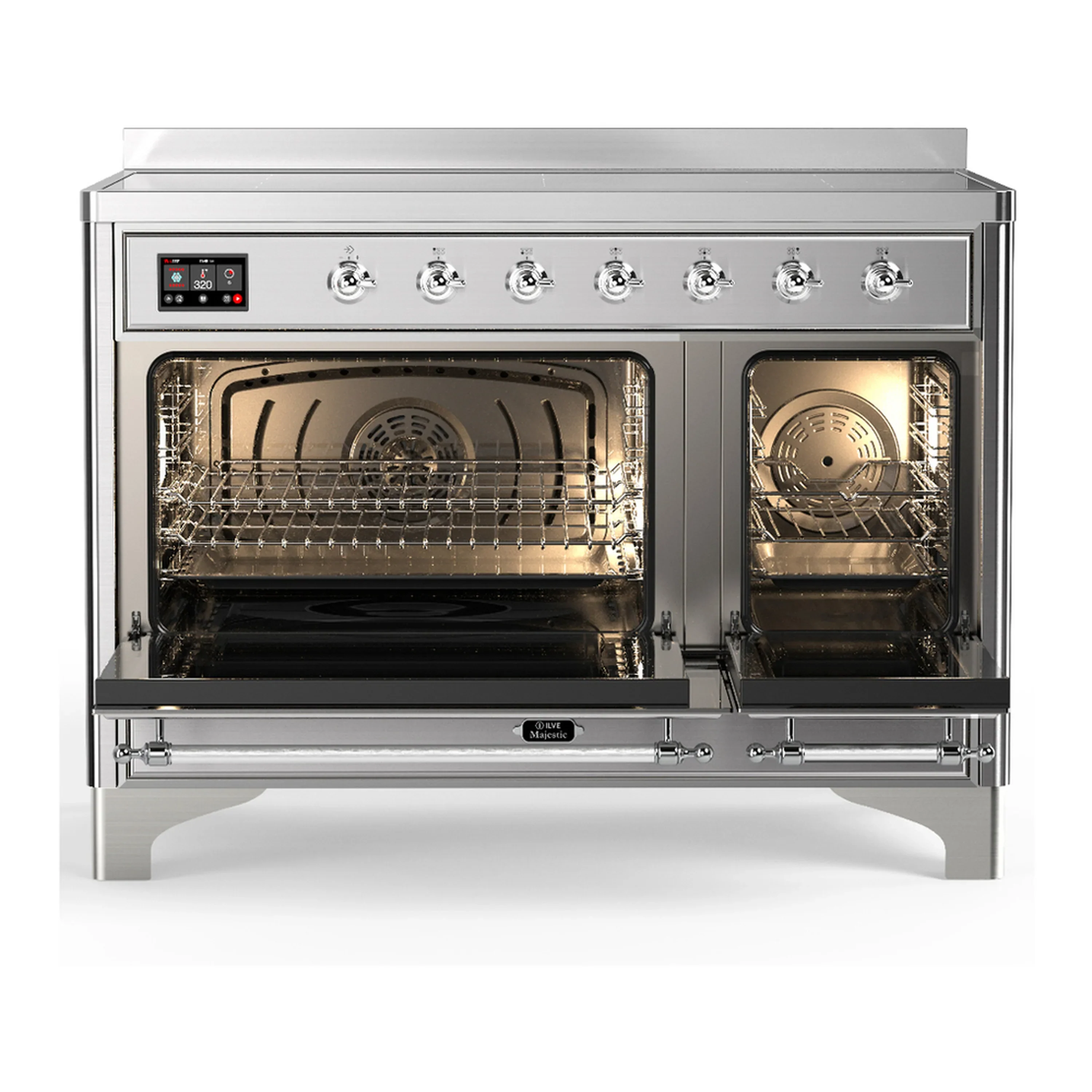 ILVE Majestic III 48-Inch Induction Range with 6 Induction Elements and Triple Glass Door Electric Oven in Stainless Steel with Chrome Trim (UMIB48NR3SSC) - Image 6