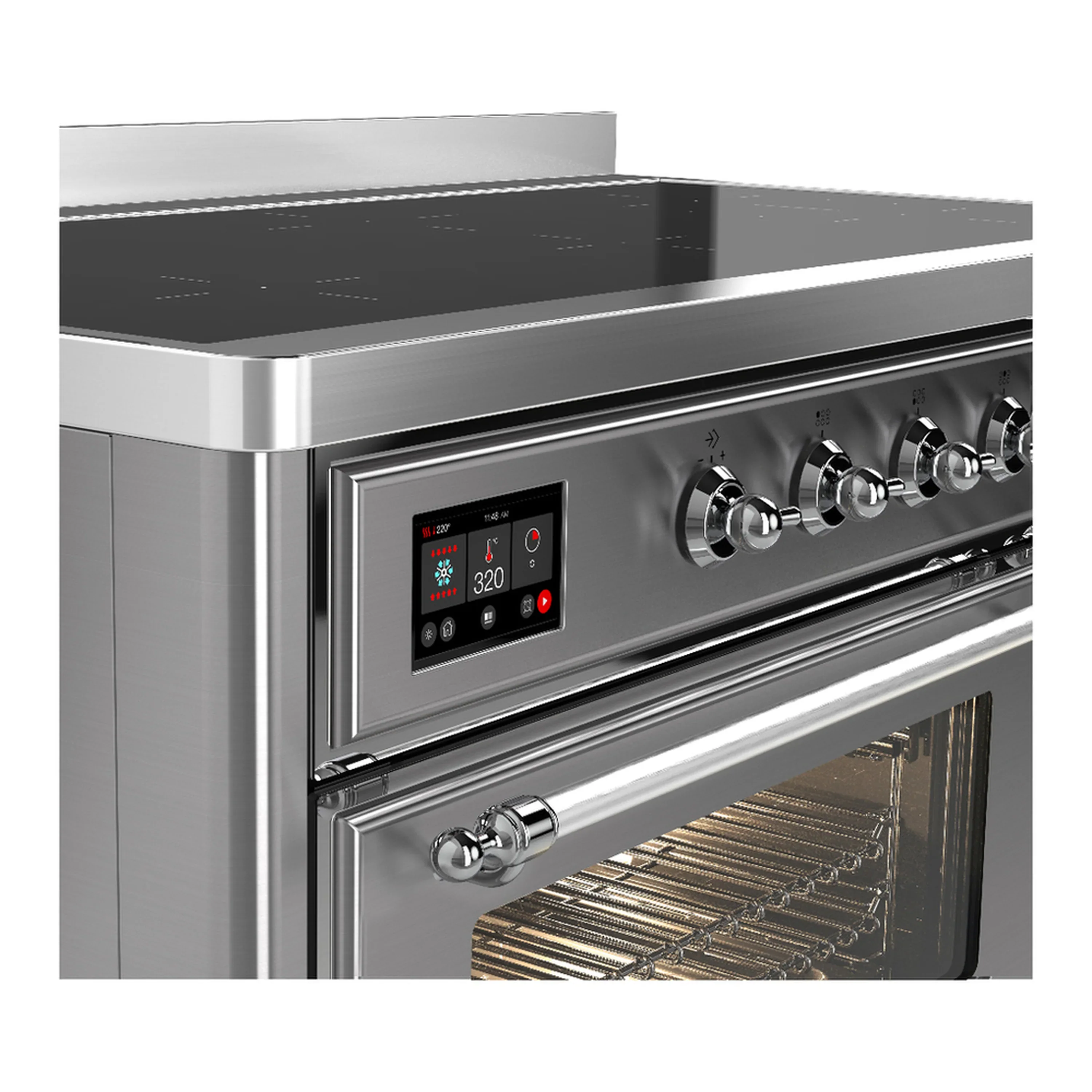 ILVE Majestic III 48-Inch Induction Range with 6 Induction Elements and Triple Glass Door Electric Oven in Stainless Steel with Chrome Trim (UMIB48NR3SSC) - Image 7