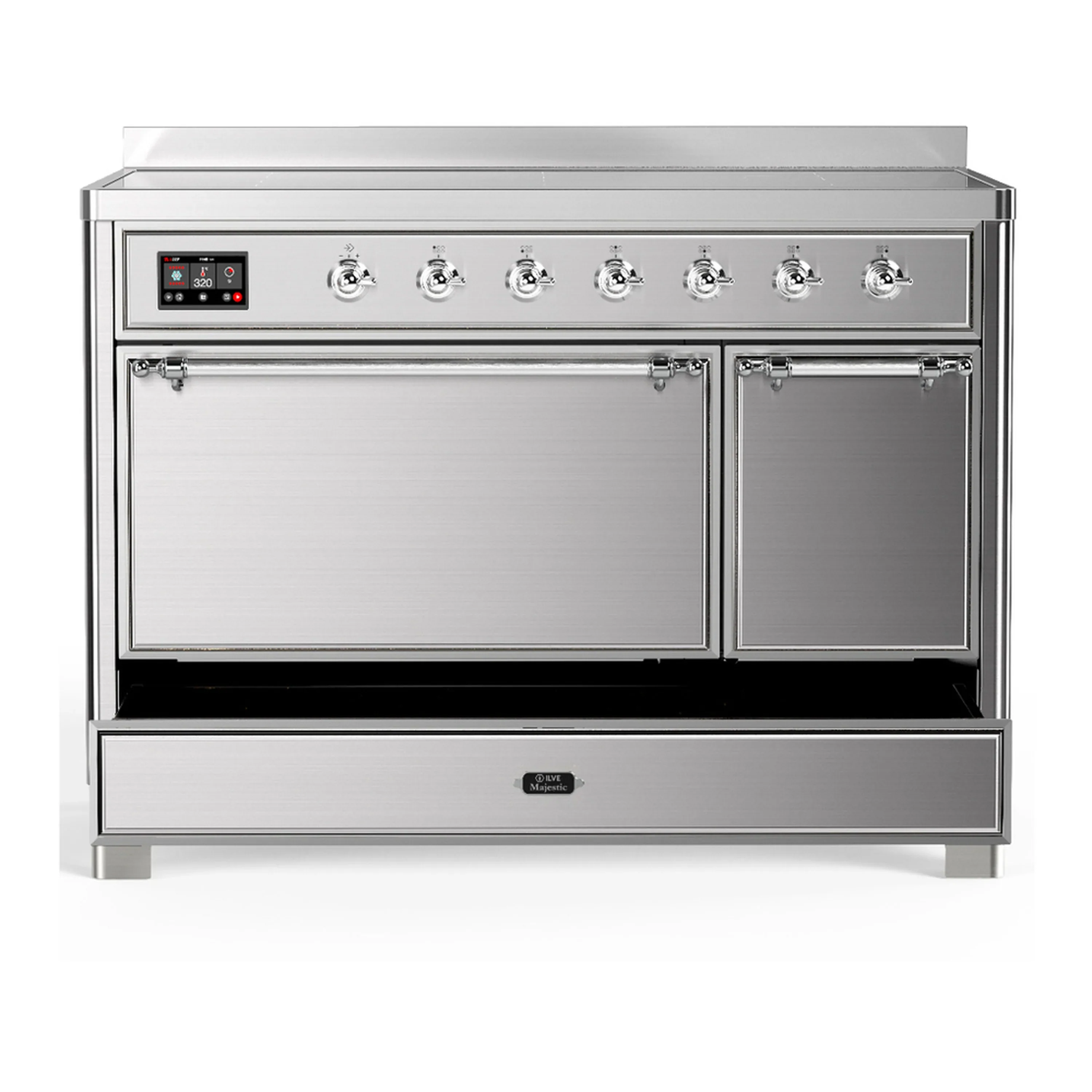 ILVE Majestic III 48-Inch Induction Range with 6 Induction Elements and Solid Door Electric Oven in Stainless Steel with Chrome Trim (UMIB48QNR3SSC) - Image 3