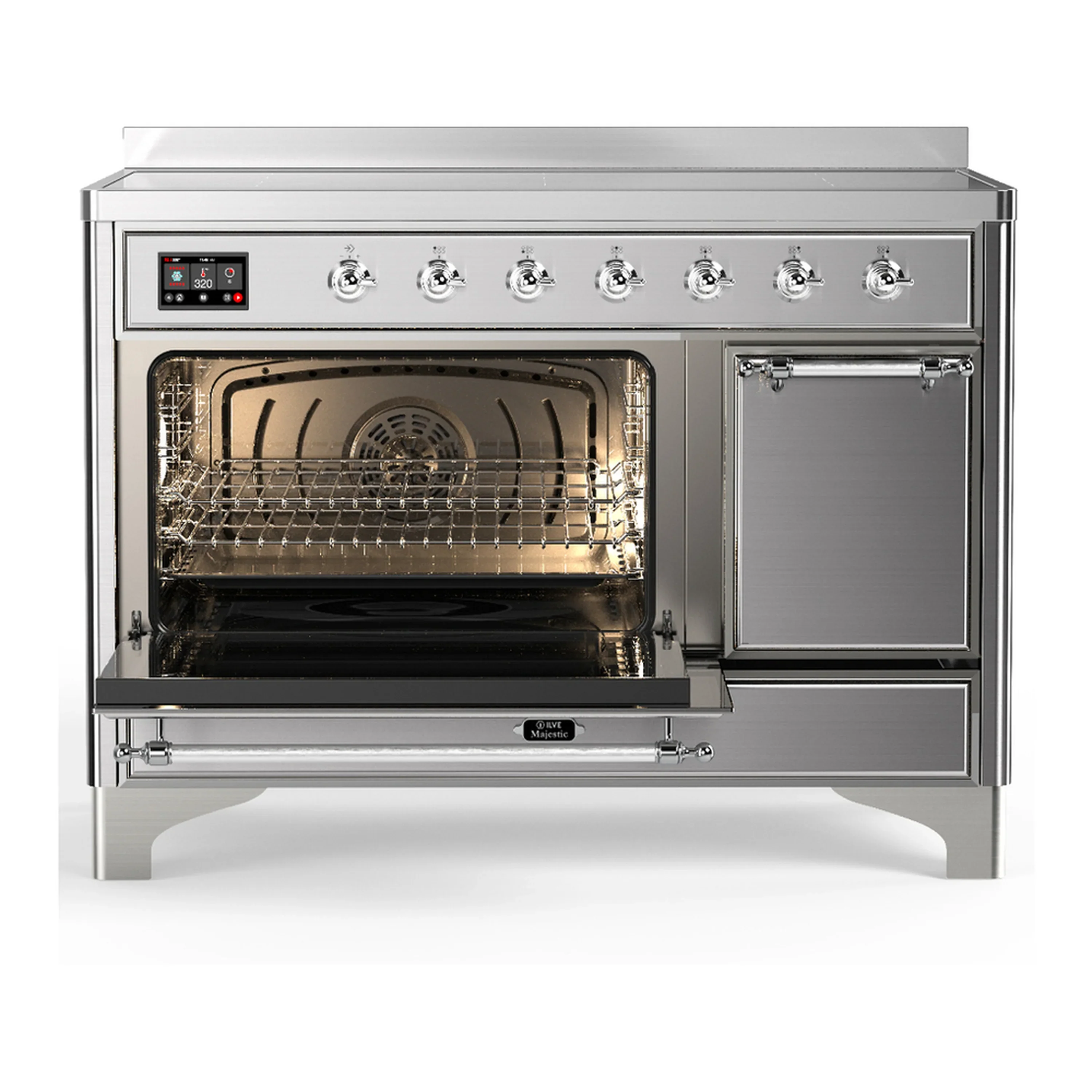 ILVE Majestic III 48-Inch Induction Range with 6 Induction Elements and Solid Door Electric Oven in Stainless Steel with Chrome Trim (UMIB48QNR3SSC) - Image 5