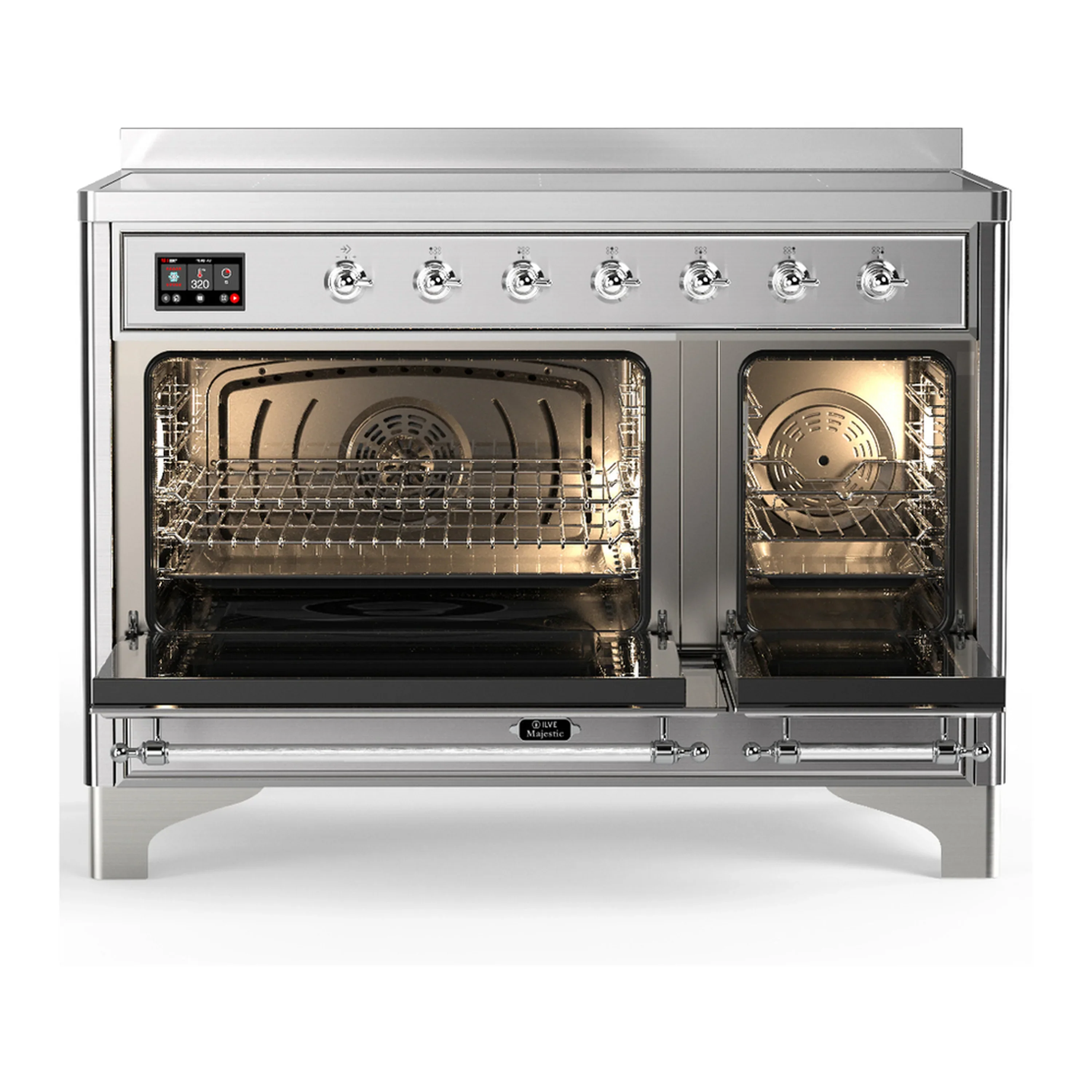 ILVE Majestic III 48-Inch Induction Range with 6 Induction Elements and Solid Door Electric Oven in Stainless Steel with Chrome Trim (UMIB48QNR3SSC) - Image 6