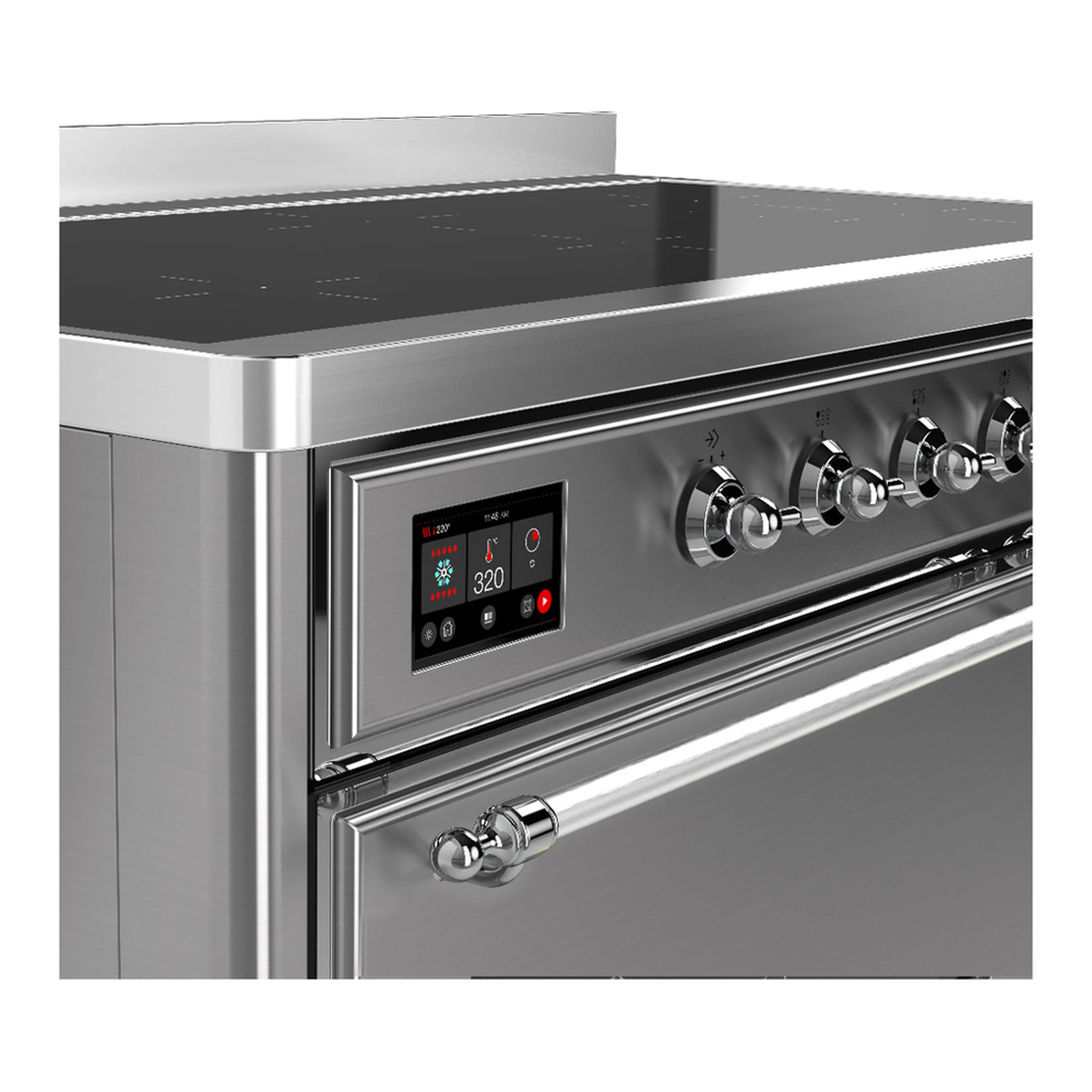ILVE Majestic III 48-Inch Induction Range with 6 Induction Elements and Solid Door Electric Oven in Stainless Steel with Chrome Trim (UMIB48QNR3SSC) - Image 7