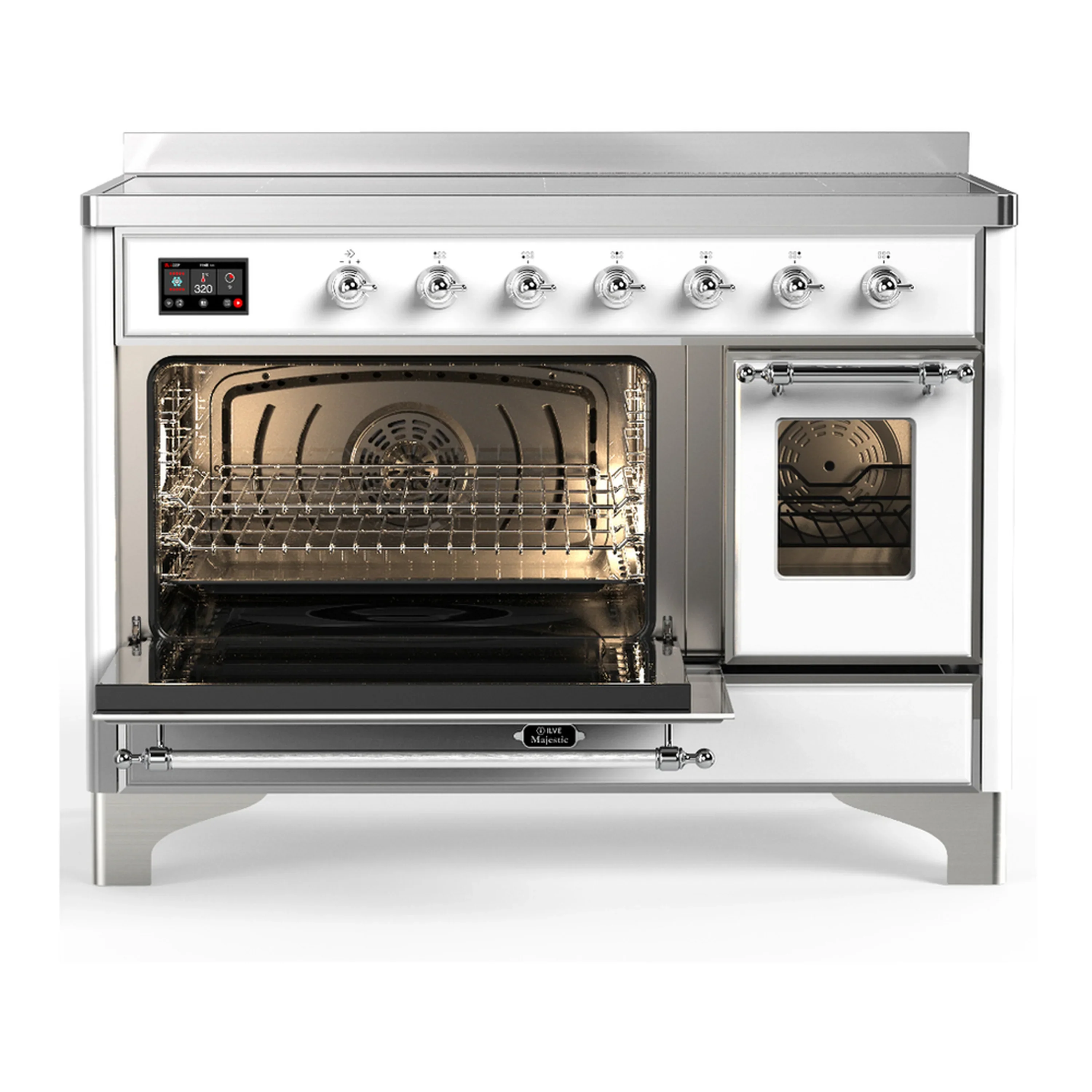 ILVE Majestic III 48-Inch Induction Range with 6 Induction Elements and Triple Glass Door Electric Oven in White with Chrome Trim (UMIB48NR3WHC) - Image 5