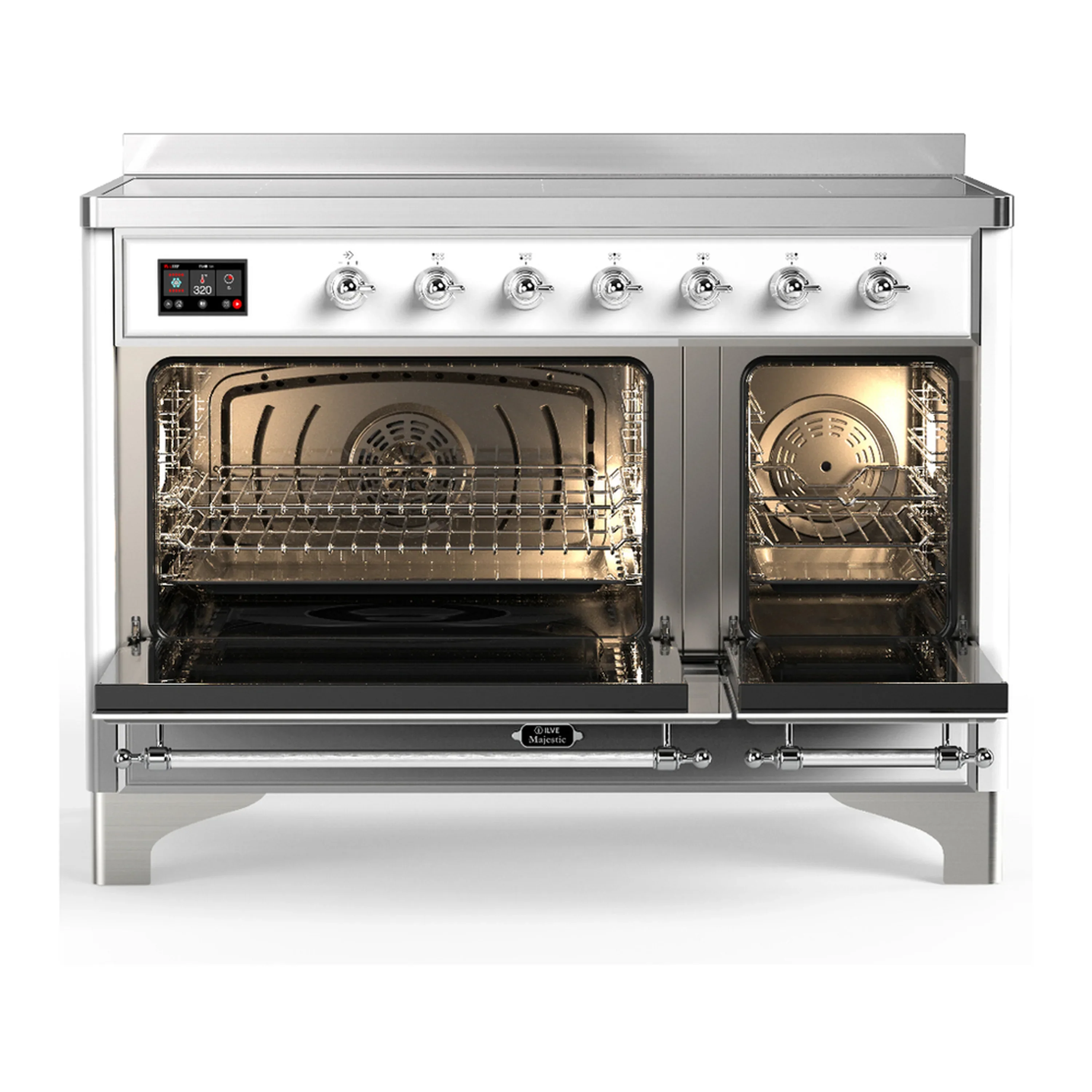 ILVE Majestic III 48-Inch Induction Range with 6 Induction Elements and Triple Glass Door Electric Oven in White with Chrome Trim (UMIB48NR3WHC) - Image 6