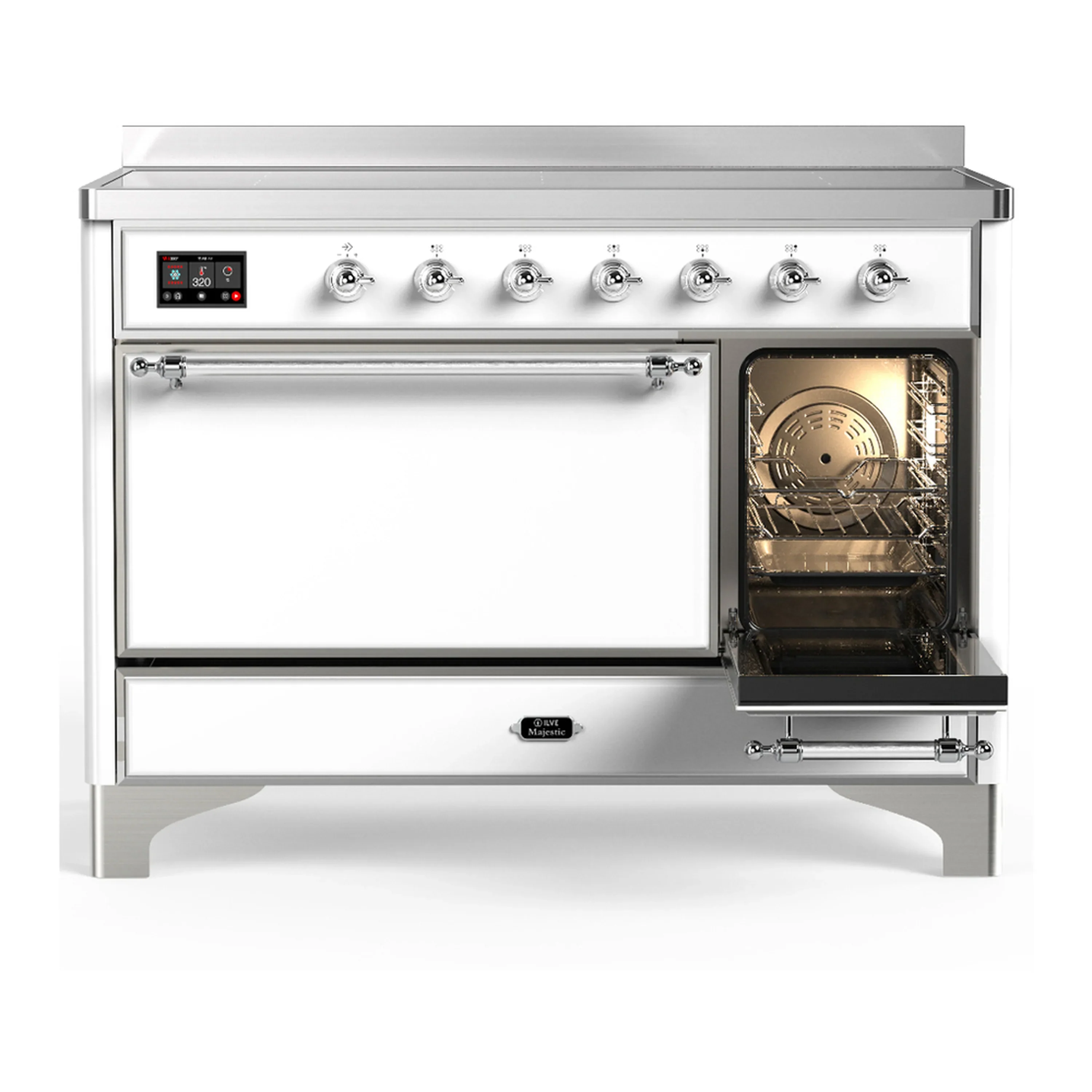 ILVE Majestic III 48-Inch Induction Range with 6 Induction Elements and Solid Door Electric Oven in White with Chrome Trim (UMIB48QNR3WHC) - Image 4