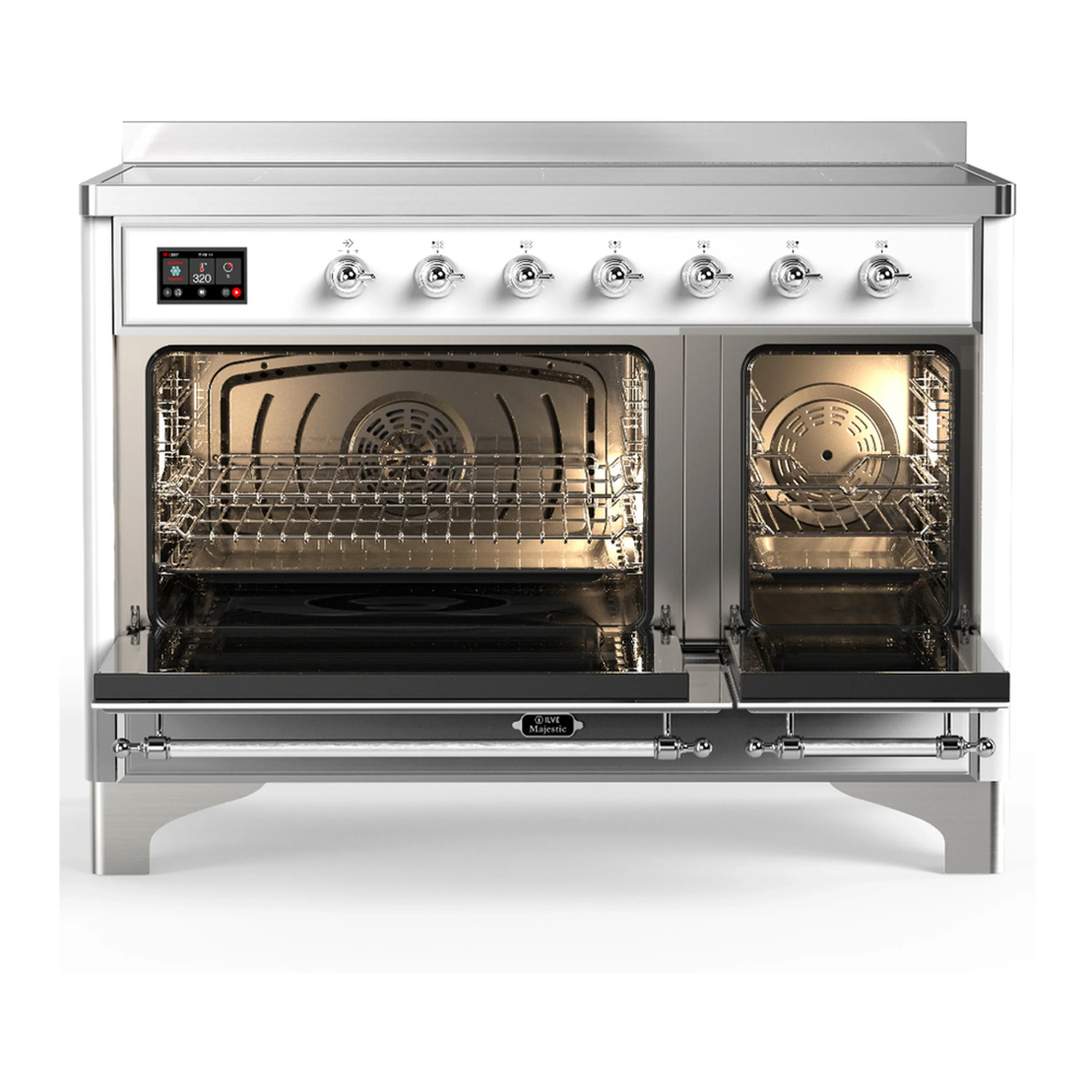 ILVE Majestic III 48-Inch Induction Range with 6 Induction Elements and Solid Door Electric Oven in White with Chrome Trim (UMIB48QNR3WHC) - Image 6