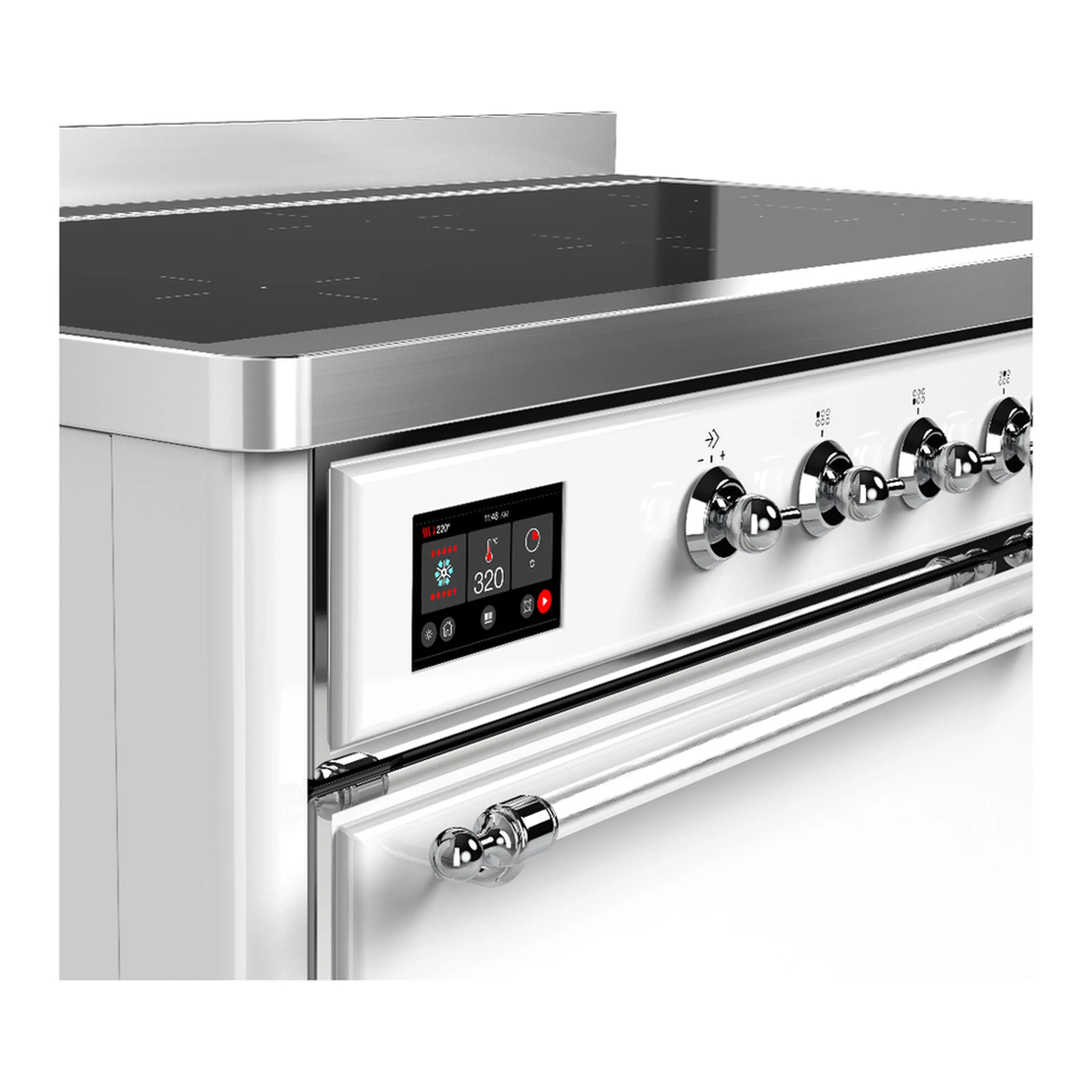 ILVE Majestic III 48-Inch Induction Range with 6 Induction Elements and Solid Door Electric Oven in White with Chrome Trim (UMIB48QNR3WHC) - Image 7