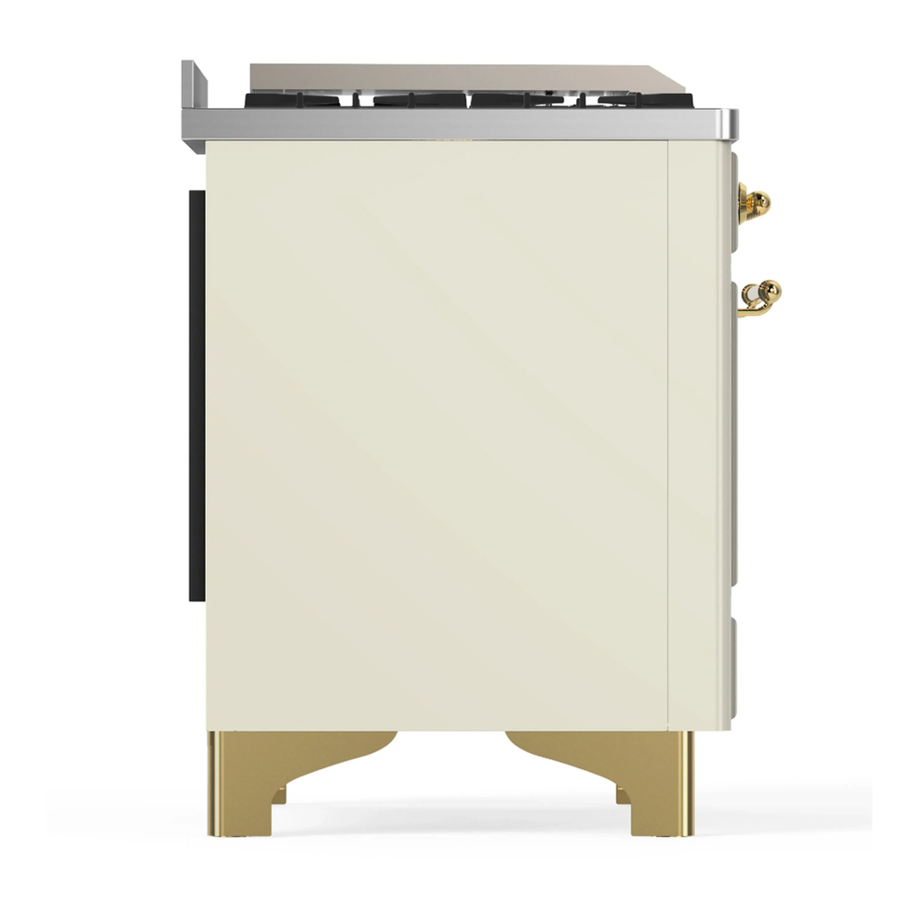 ILVE Majestic III 60-inch Dual Fuel Range with 7 Natural Gas Burner, Griddle and Solid Door Electric Oven in Antique White with Brass Trim (UM60FQNR3AWG) - Image 8