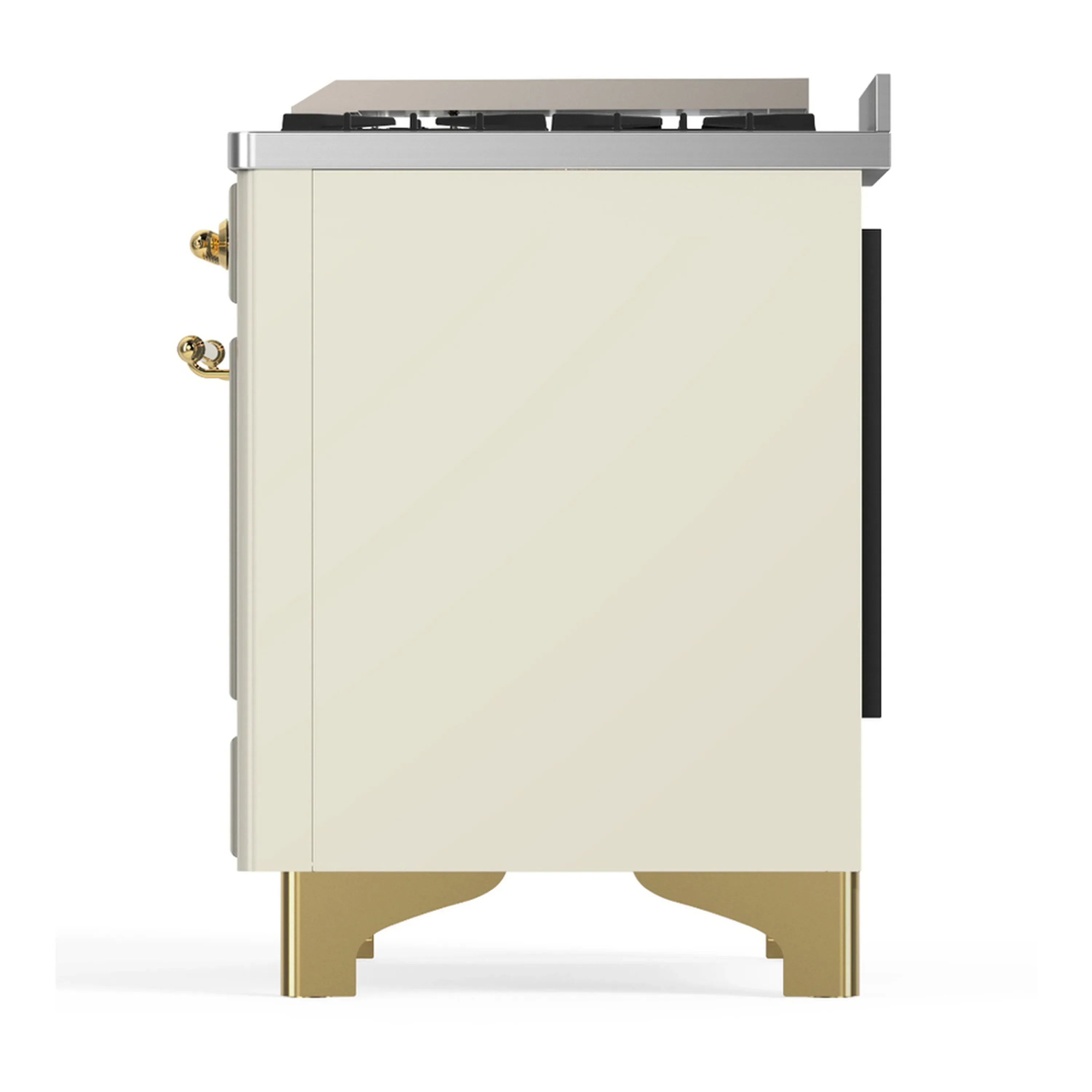 ILVE Majestic III 60-inch Dual Fuel Range with 7 Natural Gas Burner, Griddle and Solid Door Electric Oven in Antique White with Brass Trim (UM60FQNR3AWG) - Image 9