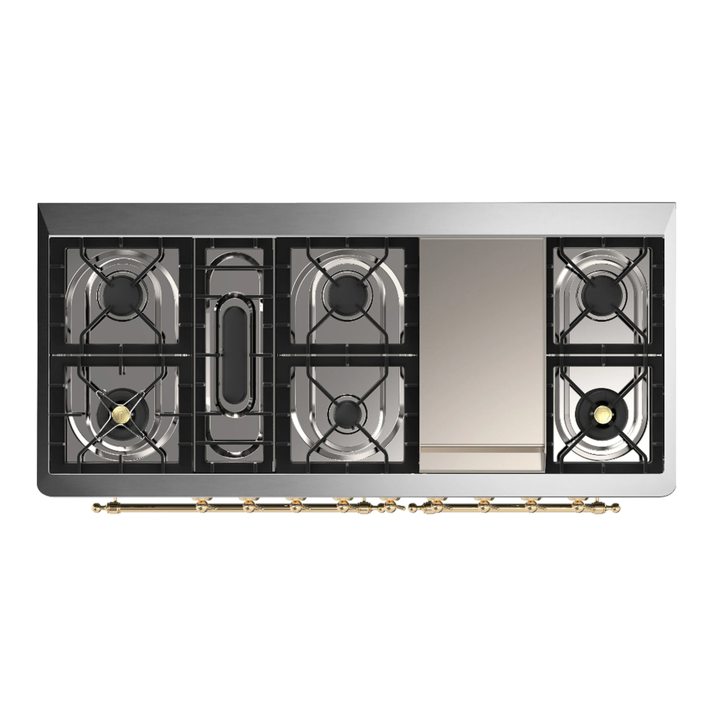 ILVE Majestic III 60-inch Dual Fuel Range with 5 Liquid Propane Burner, Griddle and Solid Door Electric Oven in Antique White with Brass Trim (UM60FQNR3AWGLP) - Image 2