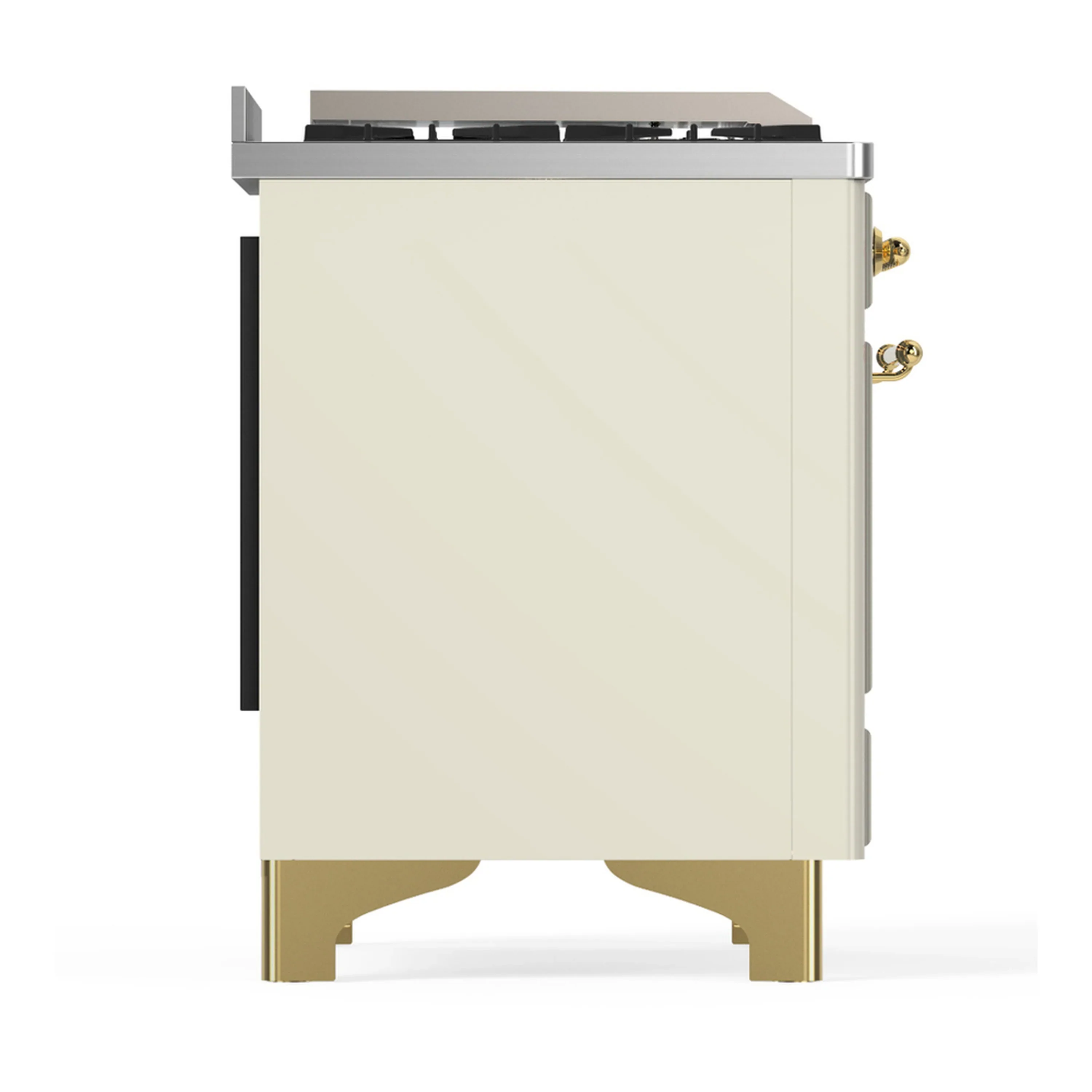 ILVE Majestic III 60-inch Dual Fuel Range with 5 Liquid Propane Burner, Griddle, French Top and Triple Glass Door Electric Oven in Antique White with Brass Trim (UM60FSNR3AWGLP) - Image 8