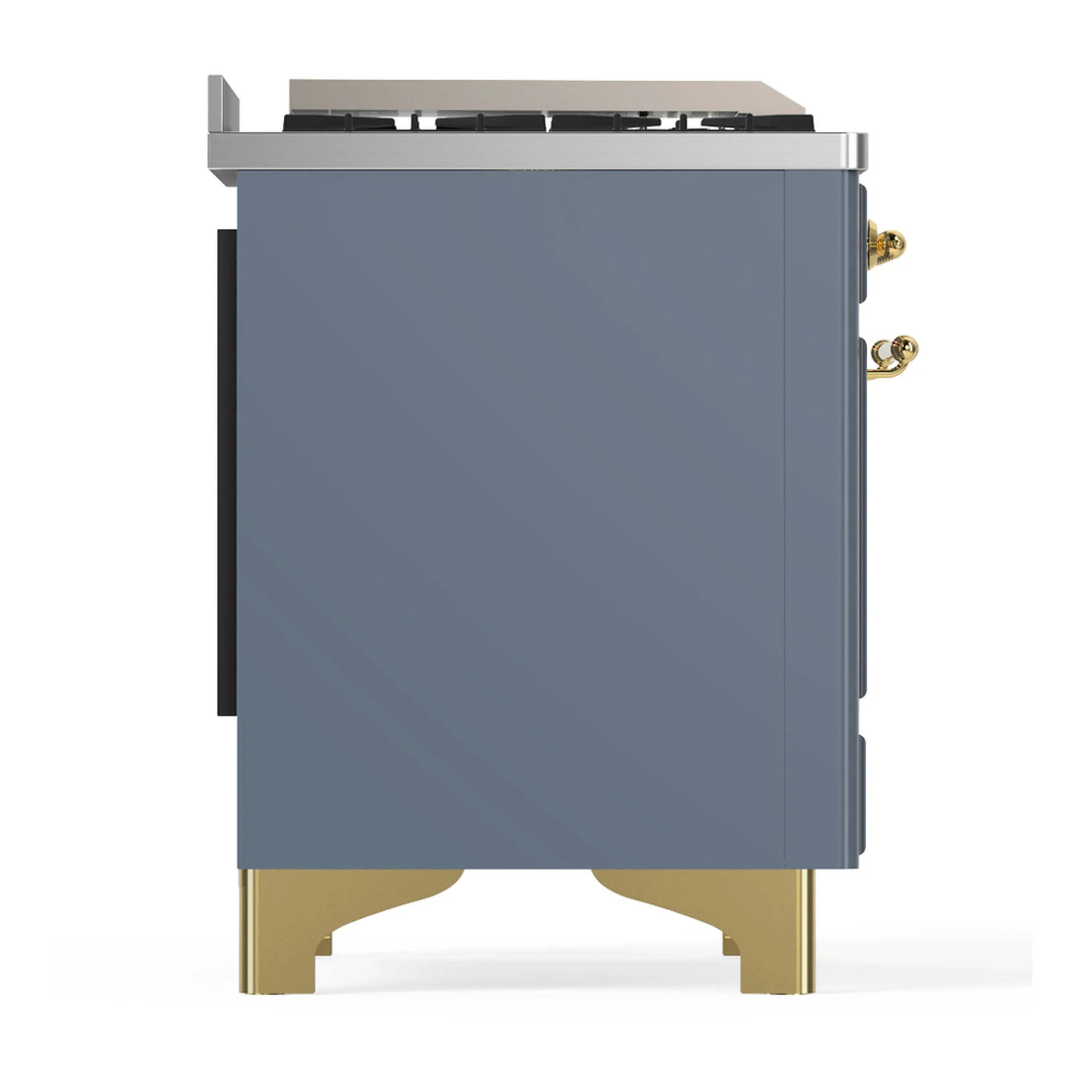 ILVE Majestic III 60-inch Dual Fuel Range with 7 Natural Gas Burner, Griddle and Triple Glass Door Electric Oven in Blue Grey with Brass Trim (UM60FNR3BGG) - Image 8