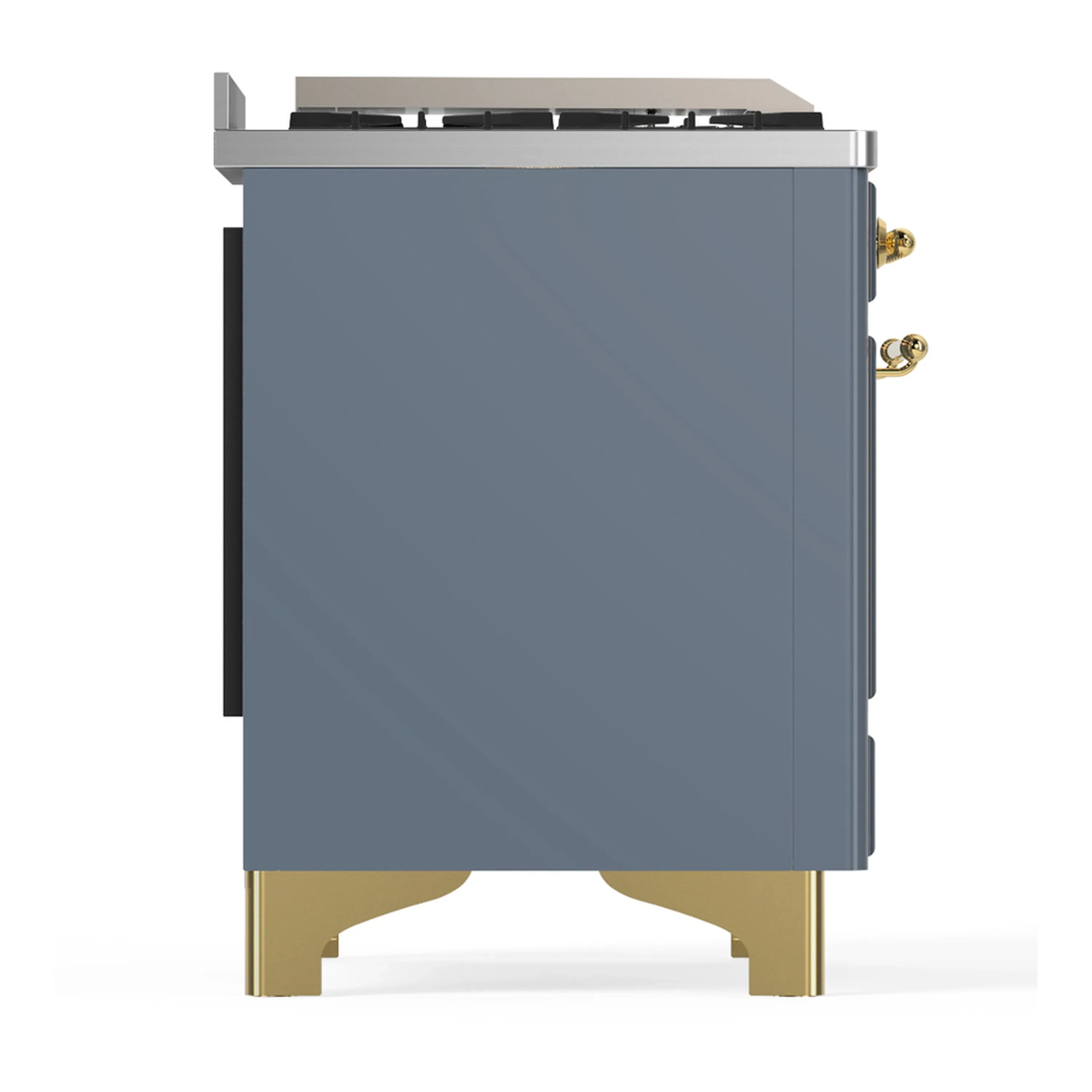ILVE Majestic III 60-inch Dual Fuel Range with 5 Liquid Propane Burner, Griddle and Solid Door Electric Oven in Blue Grey with Brass Trim (UM60FQNR3BGGLP) - Image 8