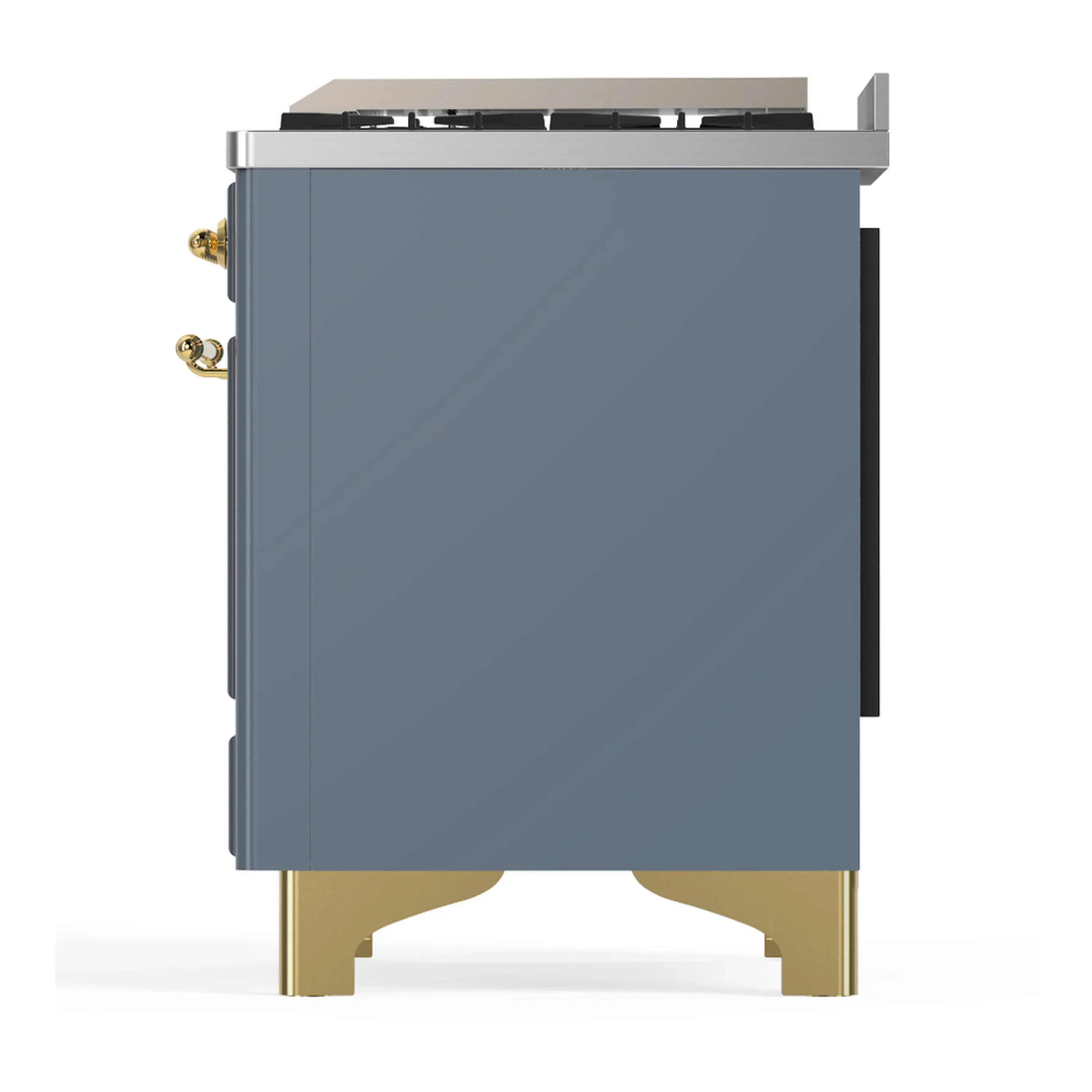 ILVE Majestic III 60-inch Dual Fuel Range with 5 Liquid Propane Burner, Griddle and Solid Door Electric Oven in Blue Grey with Brass Trim (UM60FQNR3BGGLP) - Image 9
