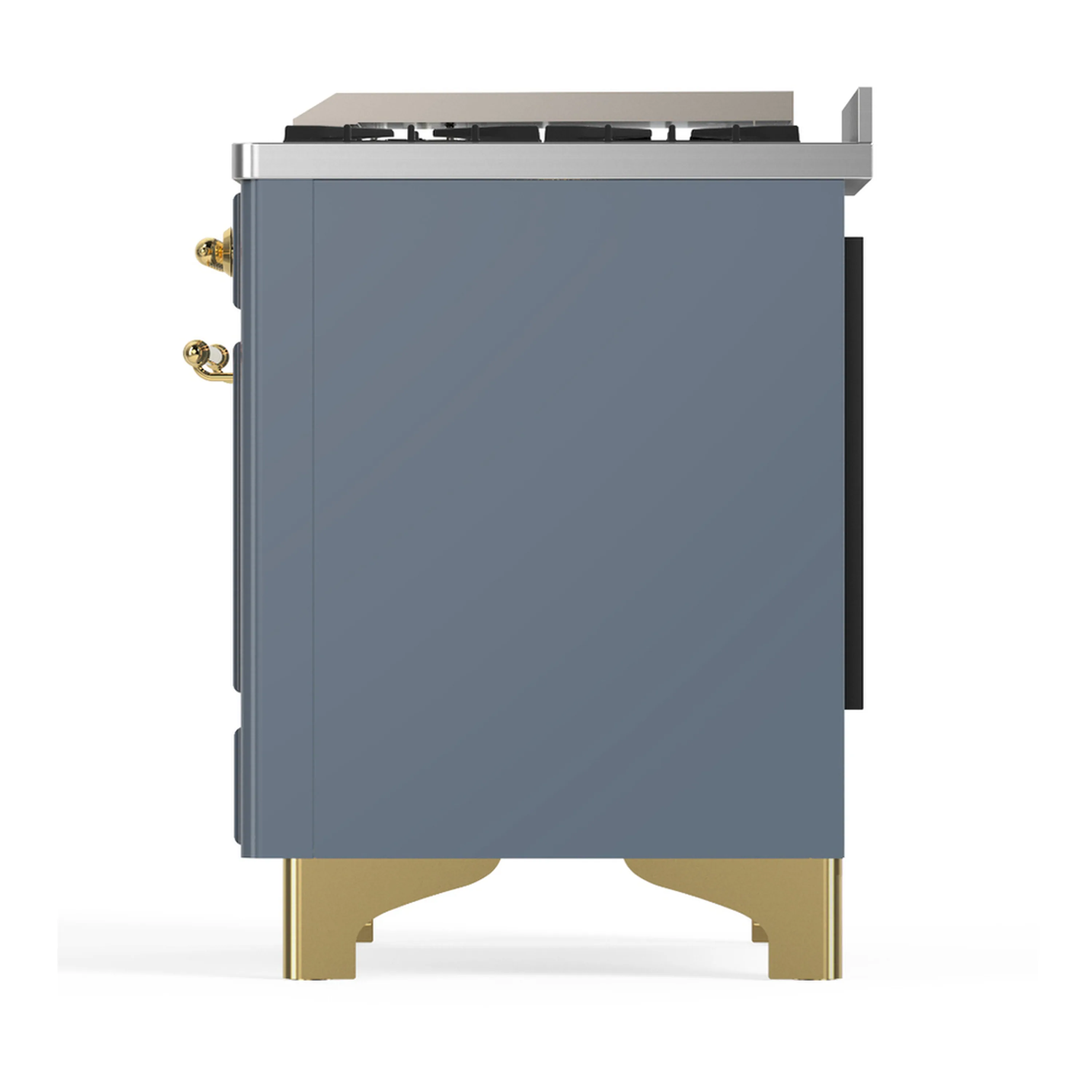 ILVE Majestic III 60-inch Dual Fuel Range with 7 Natural Gas Burner, Griddle, French Top and Triple Glass Door Electric Oven in Blue Grey with Brass Trim (UM60FSNR3BGG) - Image 9