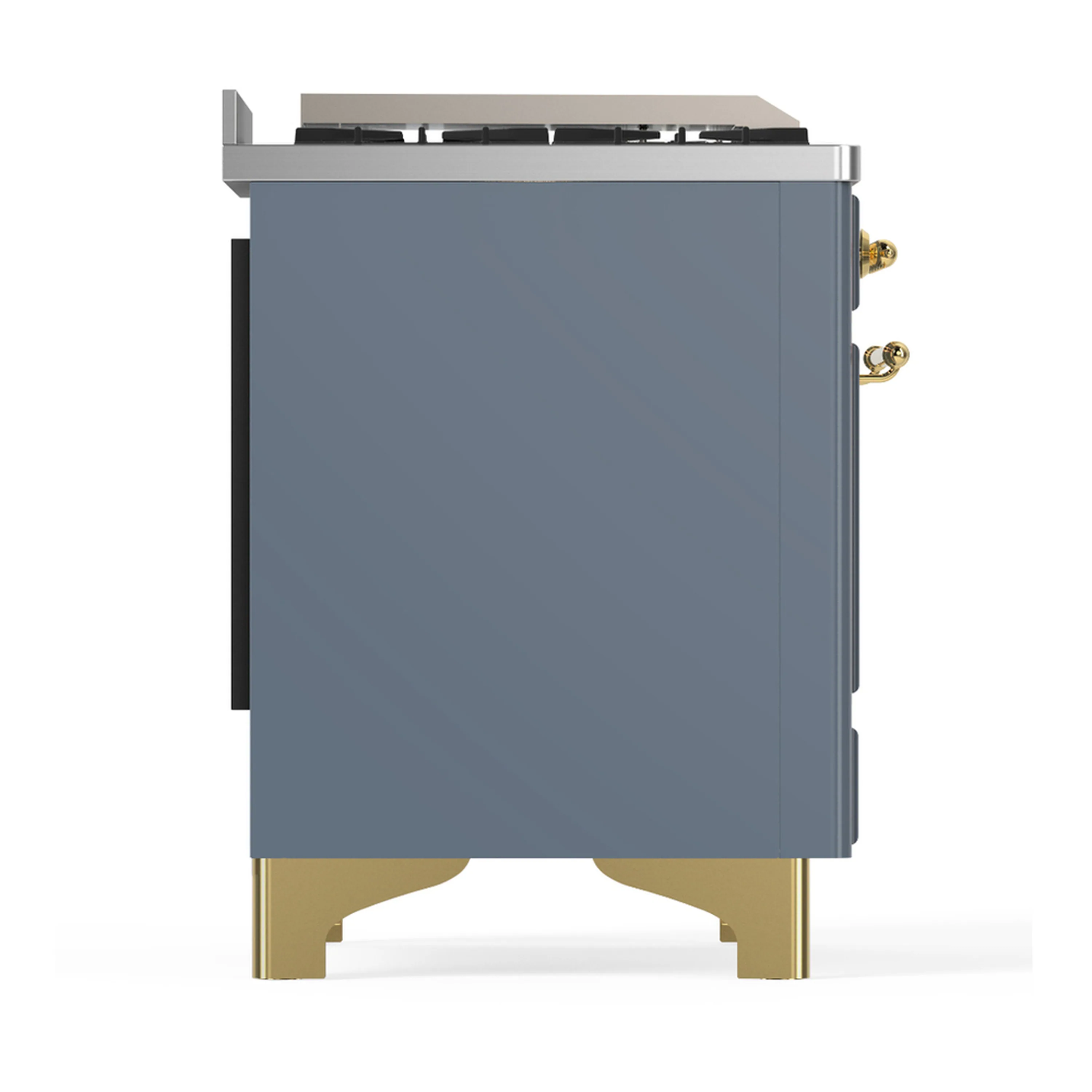 ILVE Majestic III 60-inch Dual Fuel Range with 5 Liquid Propane Burner, Griddle, French Top and Triple Glass Door Electric Oven in Blue Grey with Brass Trim (UM60FSNR3BGGLP) - Image 8