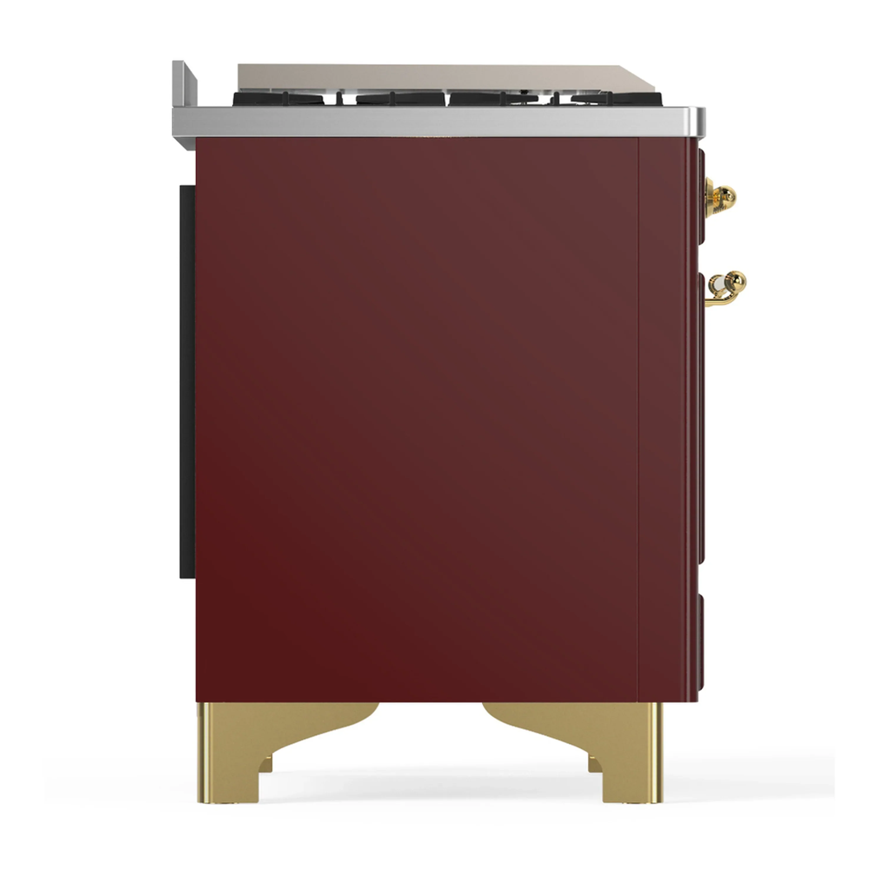 ILVE Majestic III 60-inch Dual Fuel Range with 5 Liquid Propane Burner, Griddle and Triple Glass Door Electric Oven in Burgundy with Brass Trim (UM60FNR3BUGLP) - Image 8