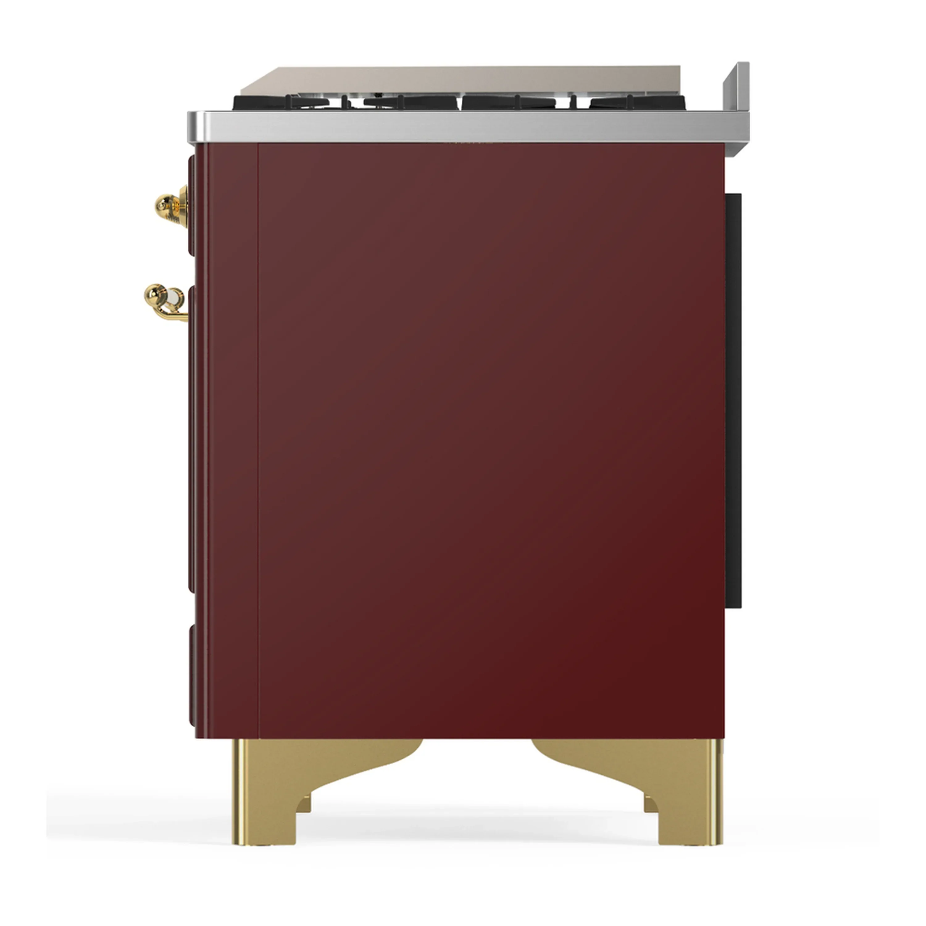 ILVE Majestic III 60-inch Dual Fuel Range with 5 Liquid Propane Burner, Griddle and Triple Glass Door Electric Oven in Burgundy with Brass Trim (UM60FNR3BUGLP) - Image 9