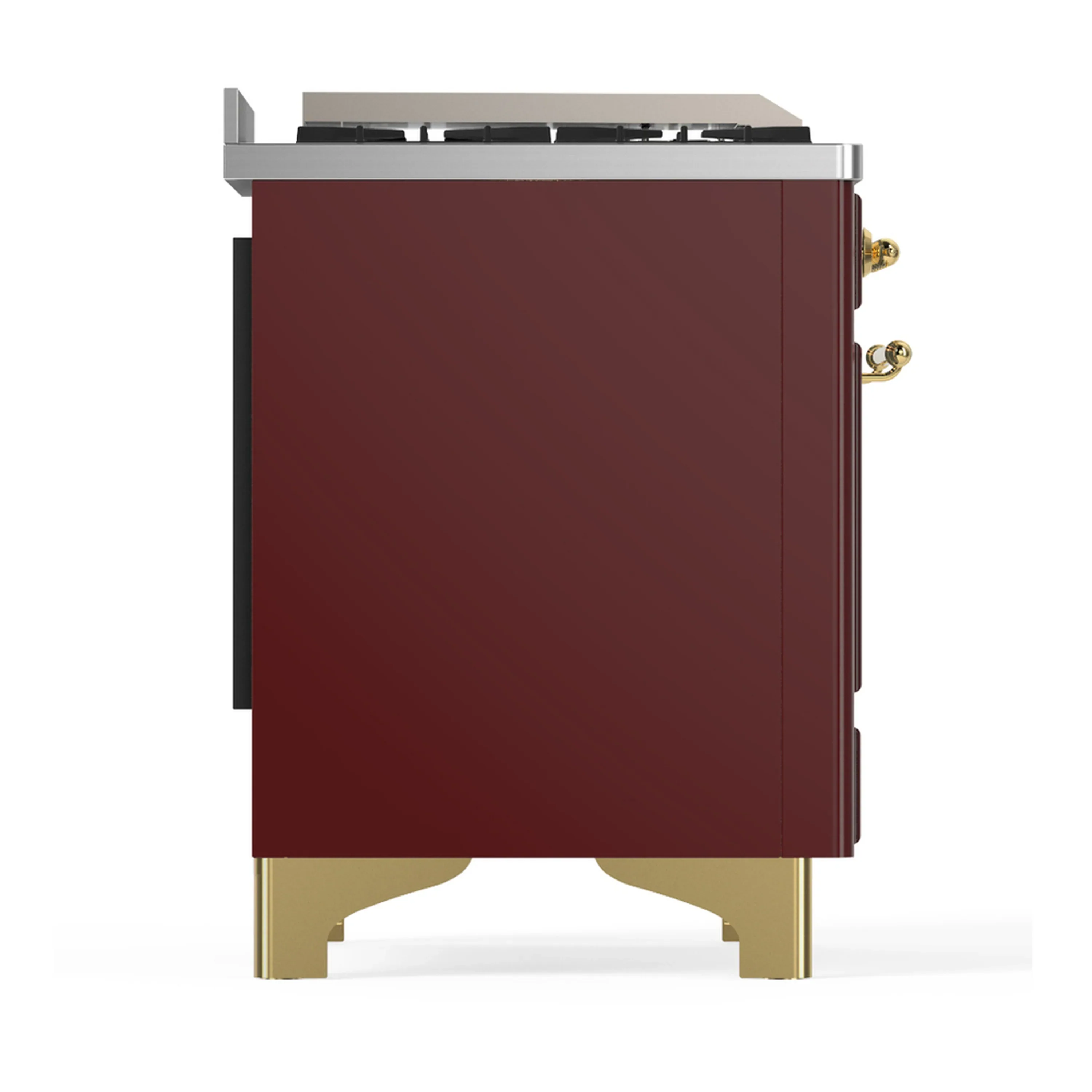 ILVE Majestic III 60-inch Dual Fuel Range with 7 Natural Gas Burner, Griddle, French Top and Triple Glass Door Electric Oven in Burgundy with Brass Trim (UM60FSNR3BUG) - Image 8