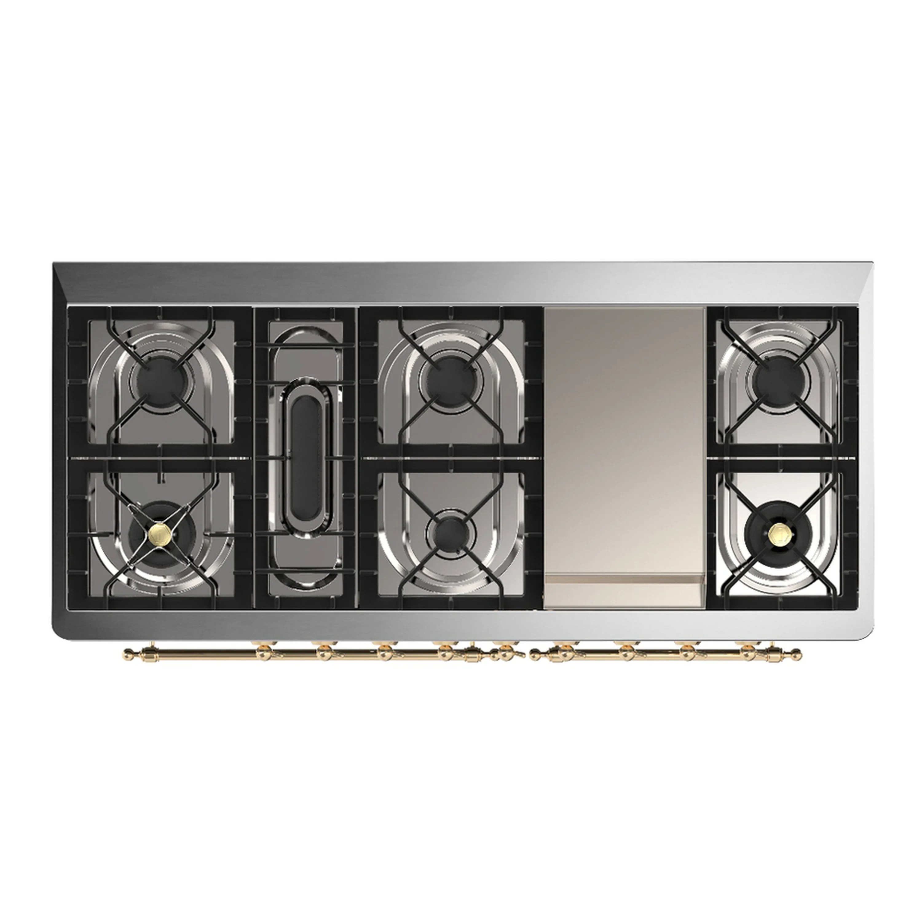 ILVE Majestic III 60-inch Dual Fuel Range with 7 Natural Gas Burner, Griddle and Solid Door Electric Oven in Emerald Green with Brass Trim (UM60FQNR3EGG) - Image 2