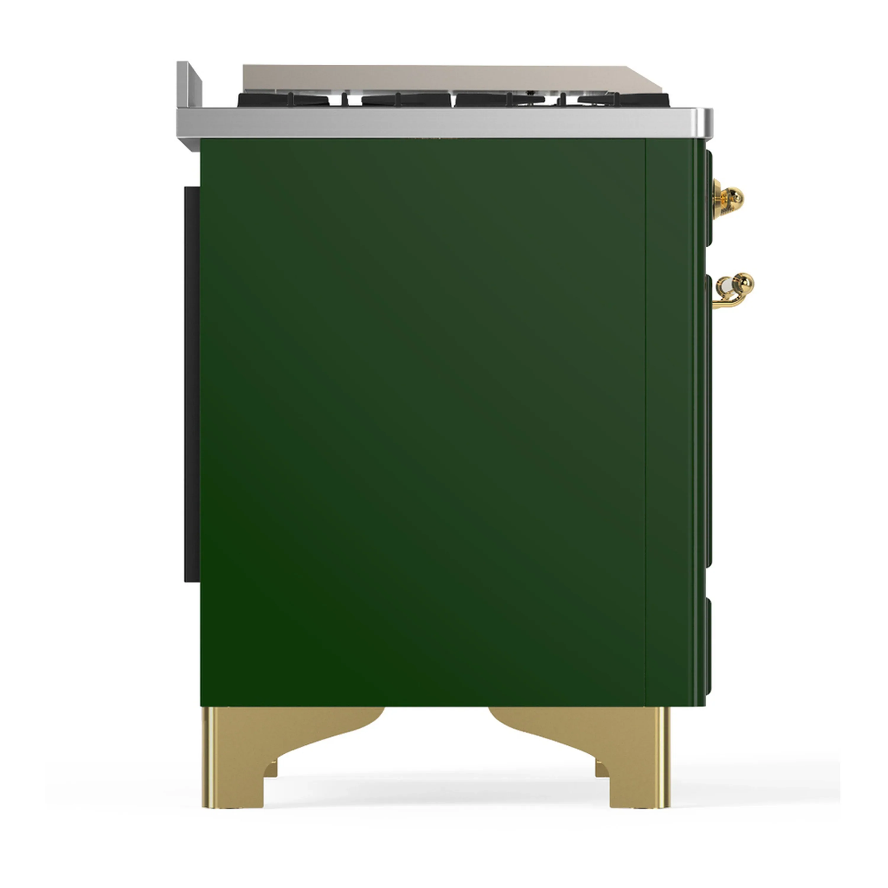 ILVE Majestic III 60-inch Dual Fuel Range with 5 Liquid Propane Burner, Griddle and Solid Door Electric Oven in Emerald Green with Brass Trim (UM60FQNR3EGGLP) - Image 8