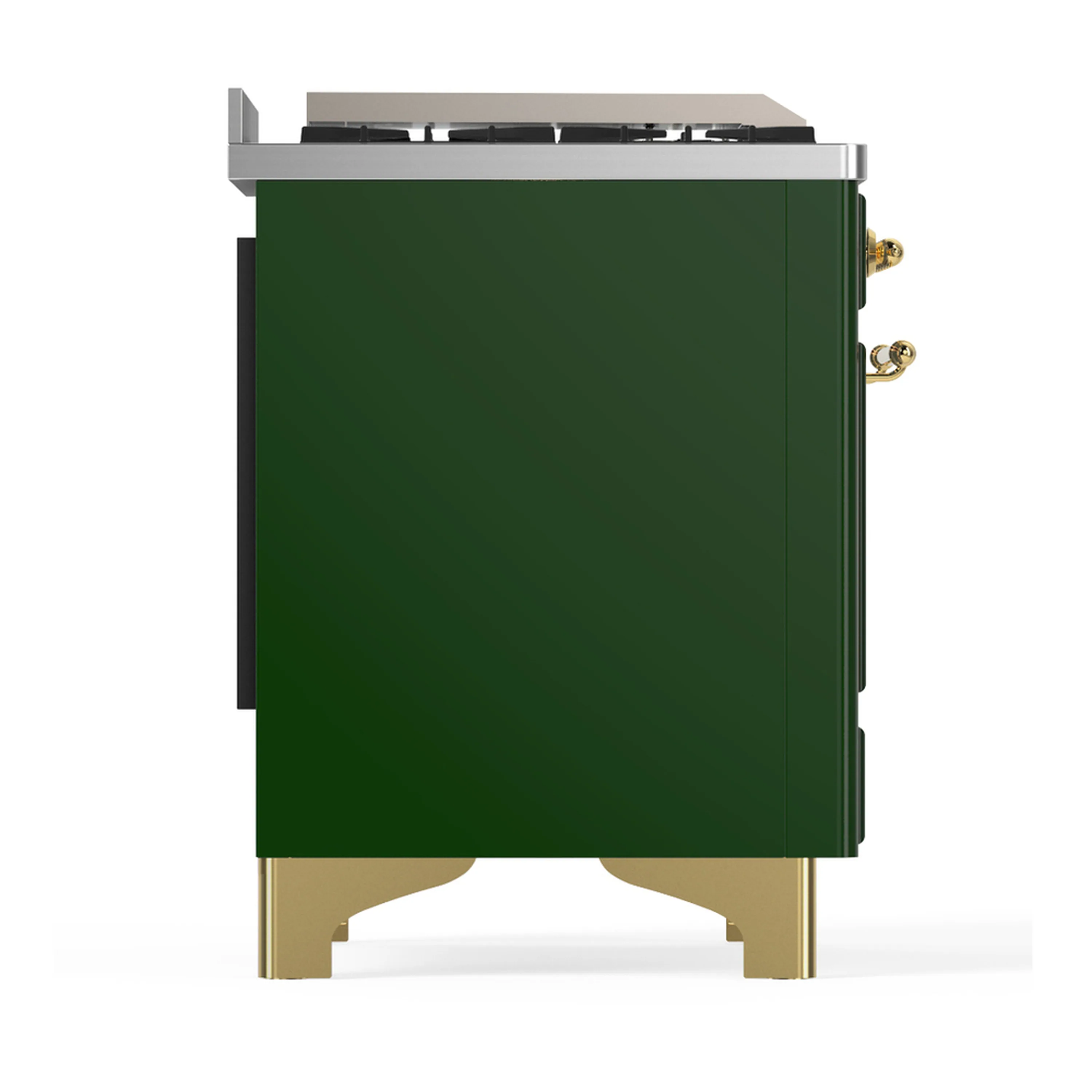 ILVE Majestic III 60-inch Dual Fuel Range with 5 Liquid Propane Burner, Griddle, French Top and Triple Glass Door Electric Oven in Emerald Green with Brass Trim (UM60FSNR3EGGLP) - Image 8