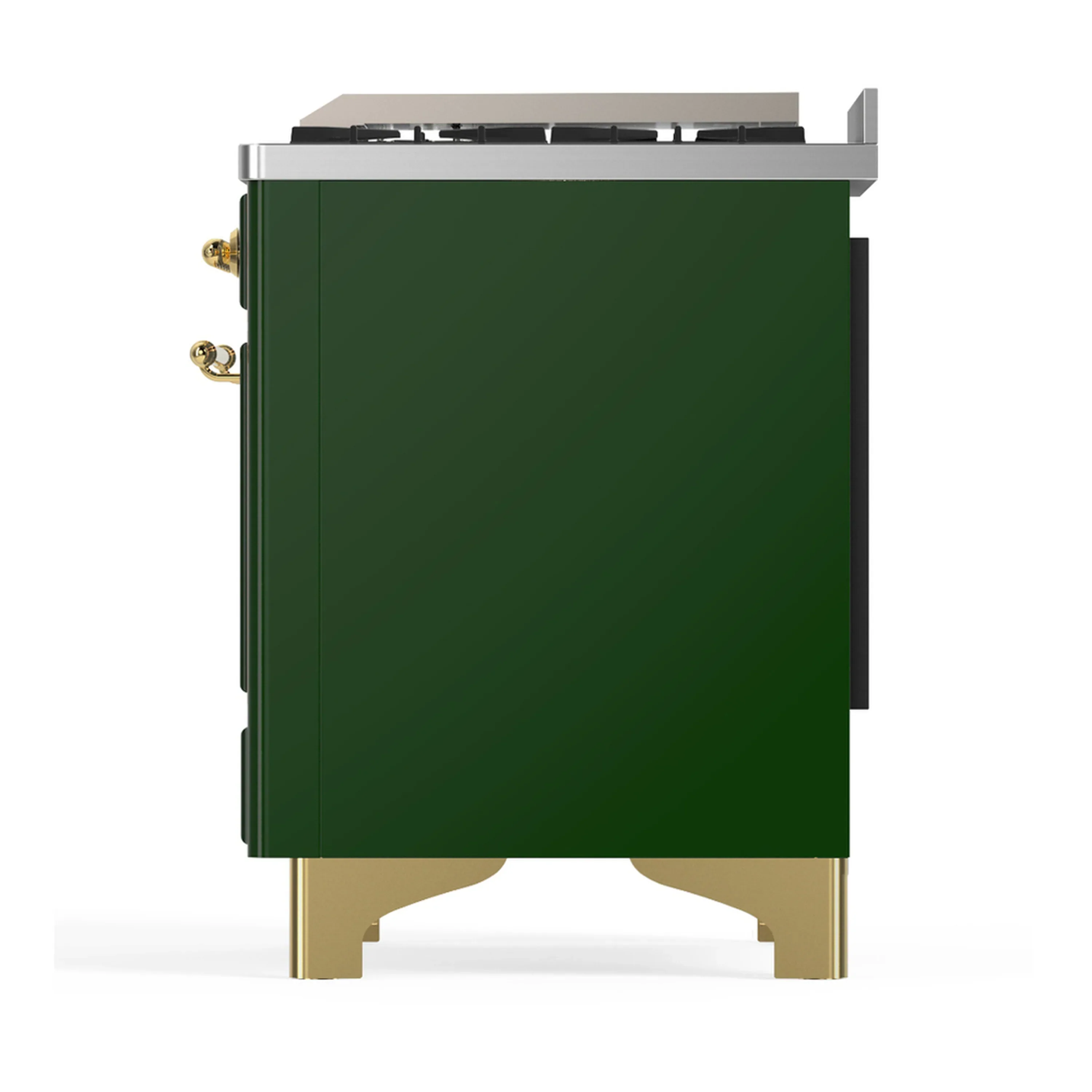 ILVE Majestic III 60-inch Dual Fuel Range with 7 Natural Gas Burner, Griddle, French Top and Solid Door Electric Oven in Emerald Green with Brass Trim (UM60FSQNR3EGG) - Image 9